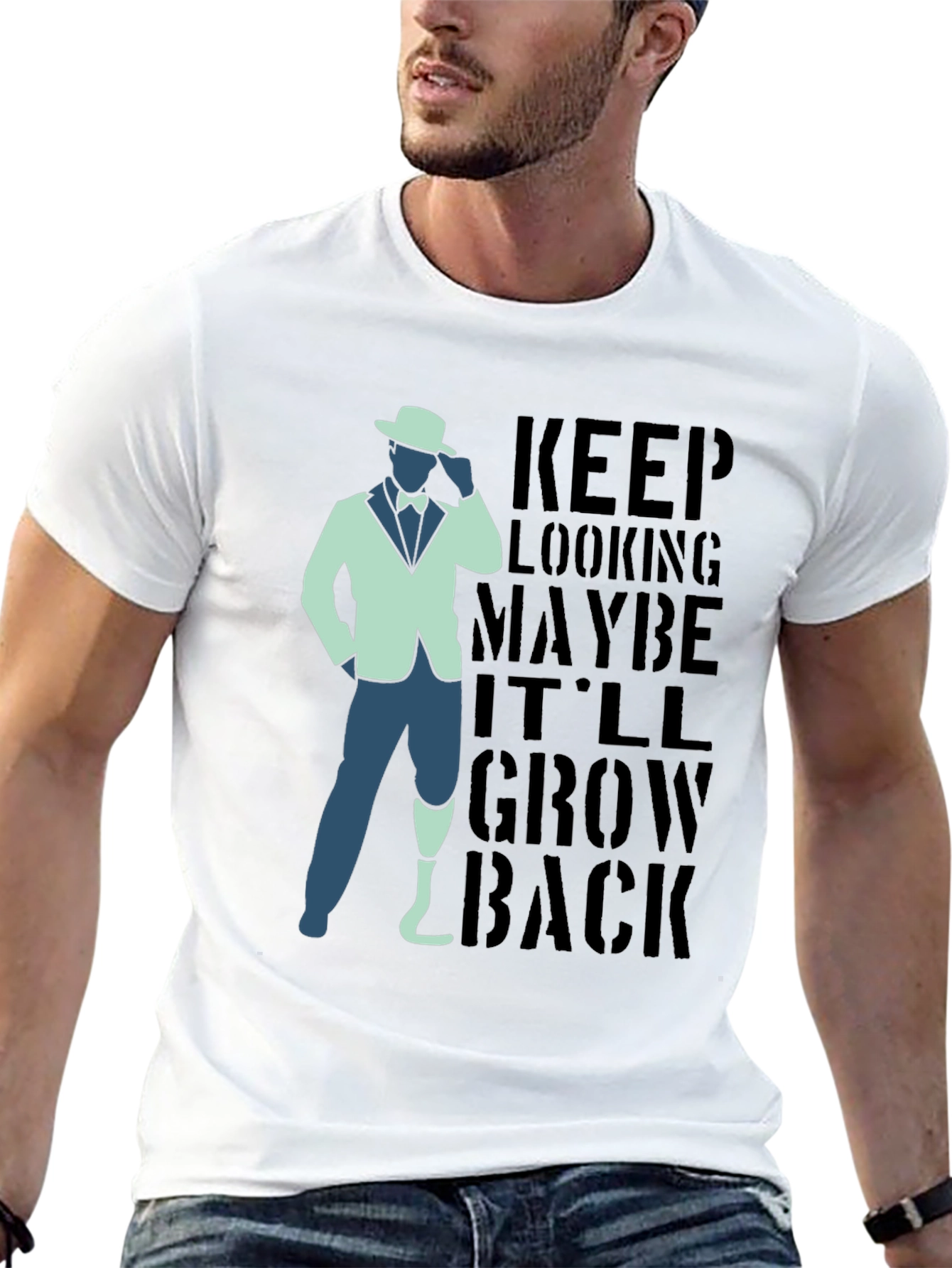 Black Keep Looking Humor Graphic T-Shirt view 13