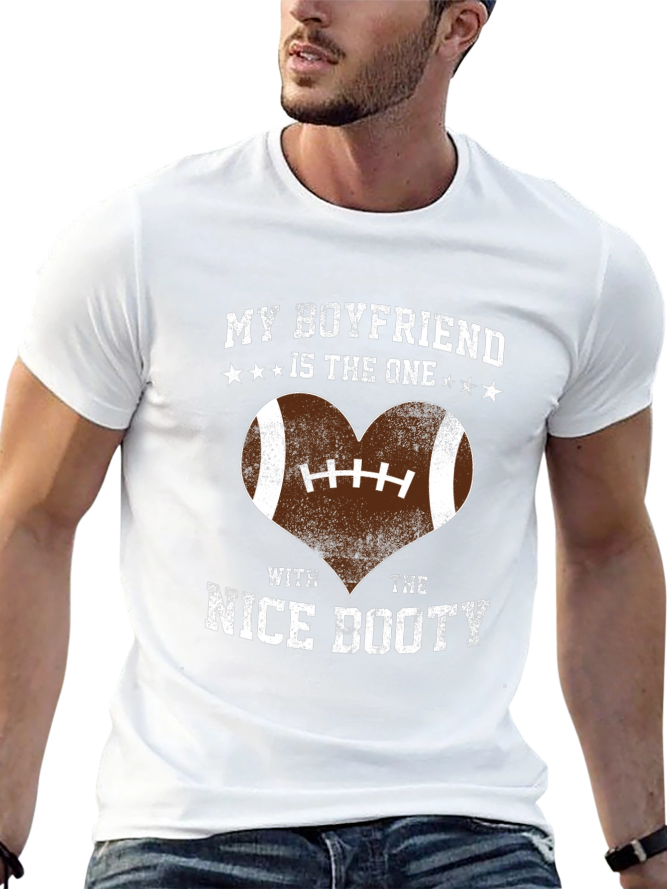 Black Boyfriend Nice Booty Football Heart T-Shirt view 13
