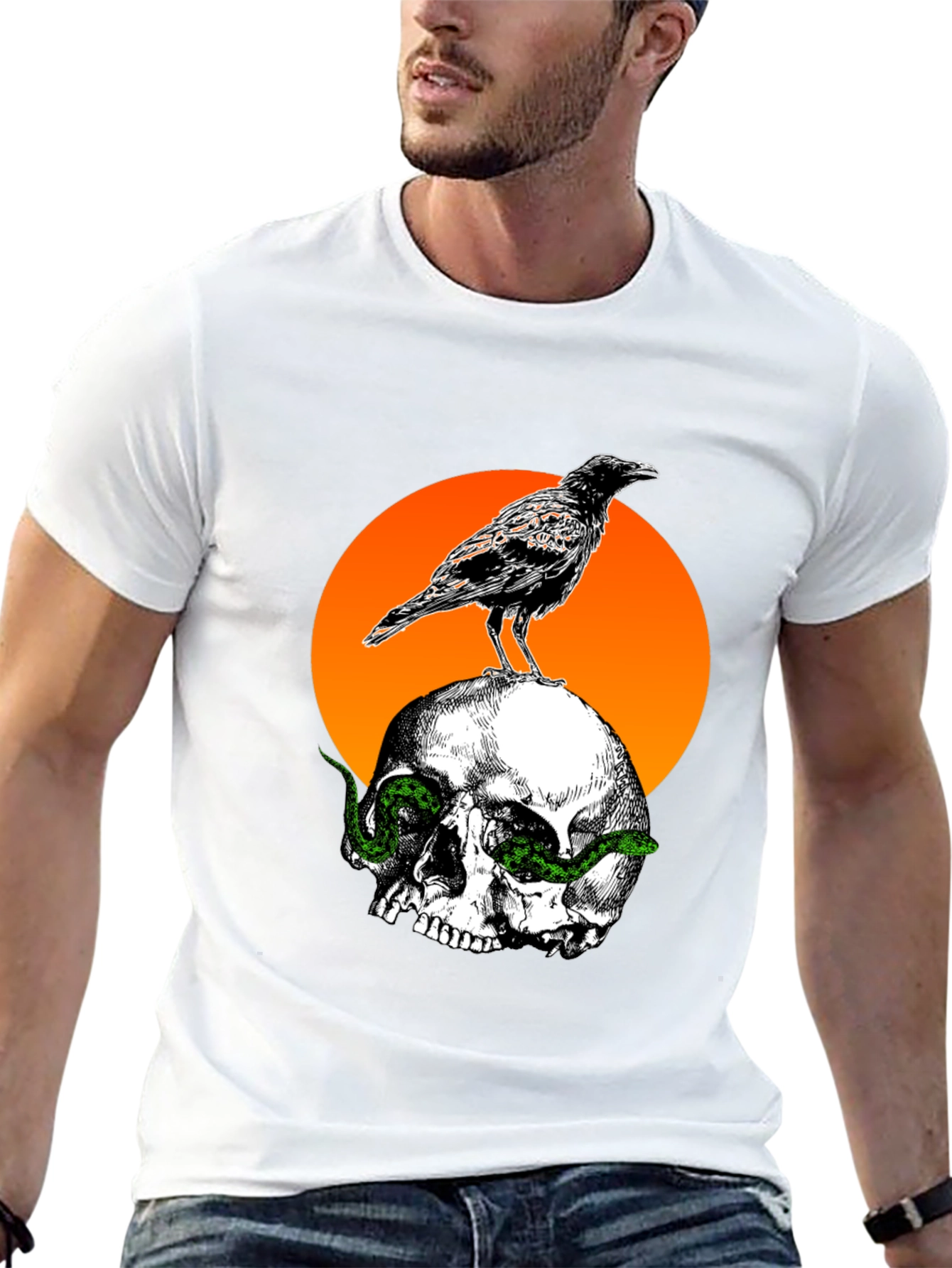 Black Raven Skull Graphic Tee - Unique Design view 13