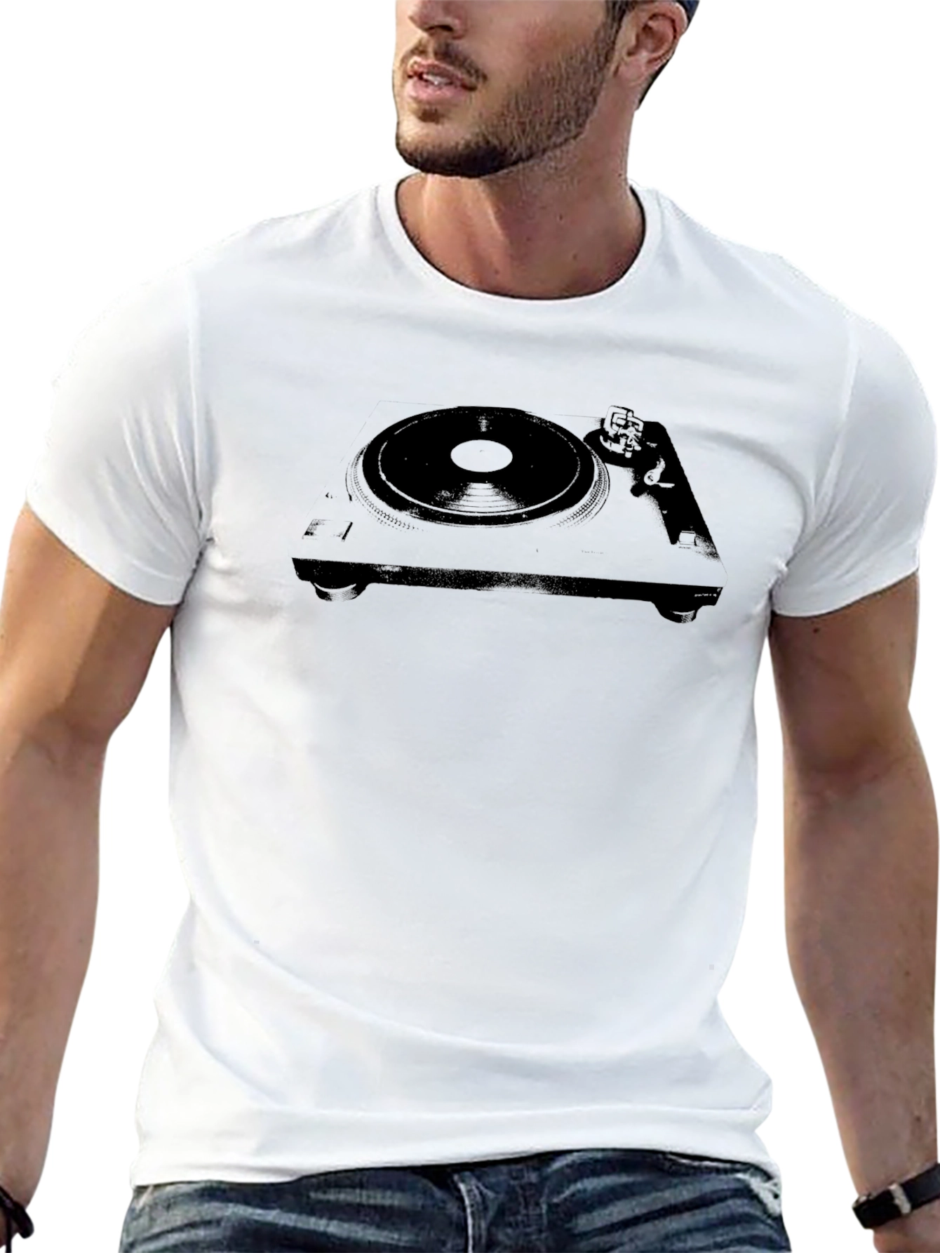 Black Black Turntable T-Shirt - Vintage DJ Style view 13