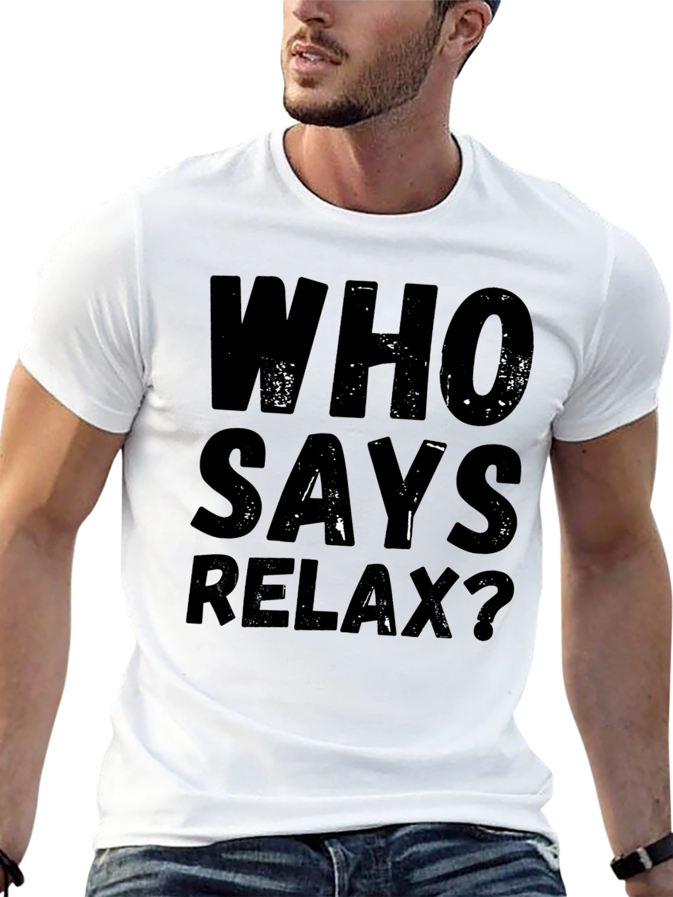 Black Who Says Relax? Graphic Tee - Black Casual T-Shirt view 13