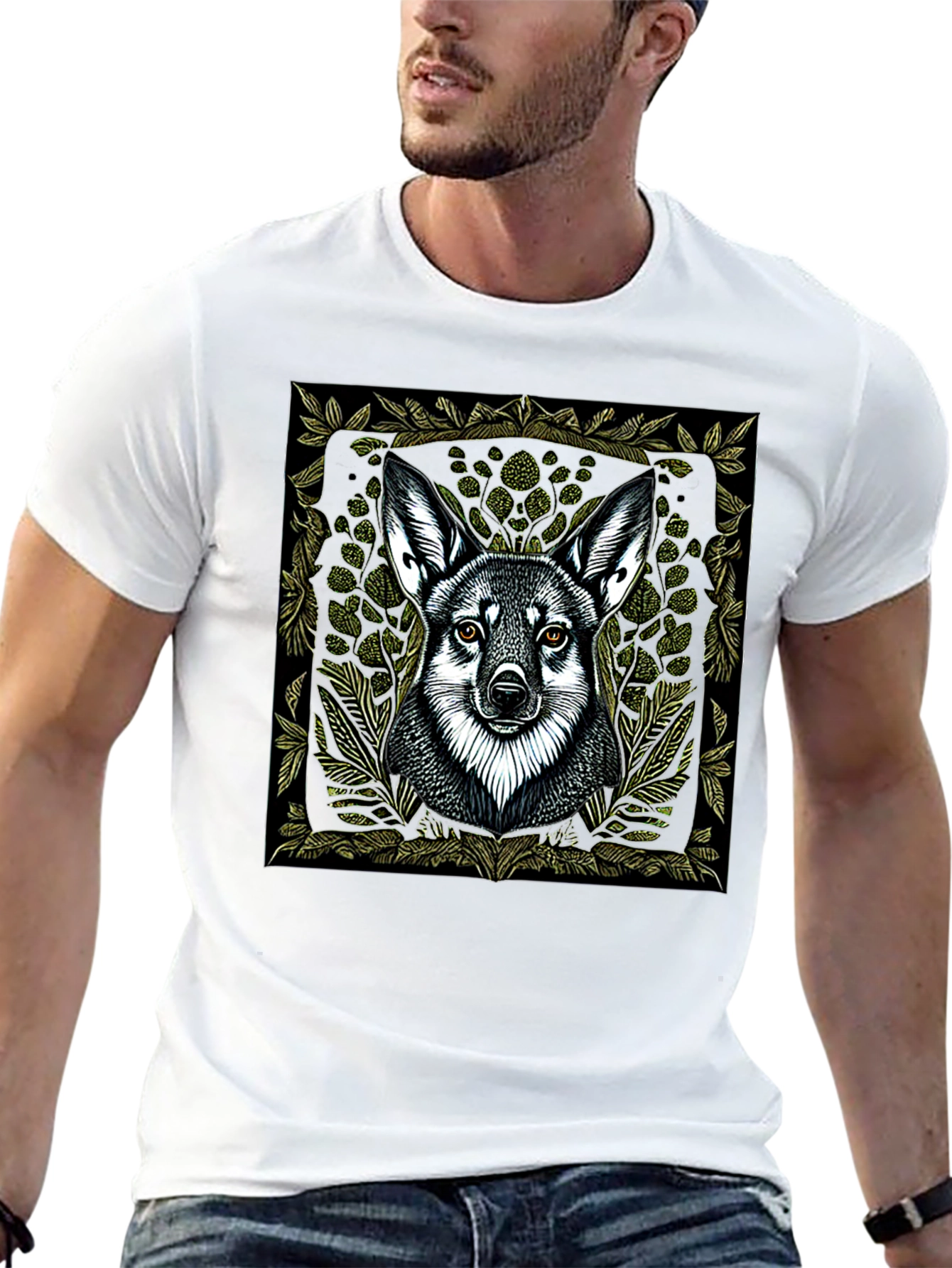 Black Wolf Graphic Print Black T-Shirt view 13