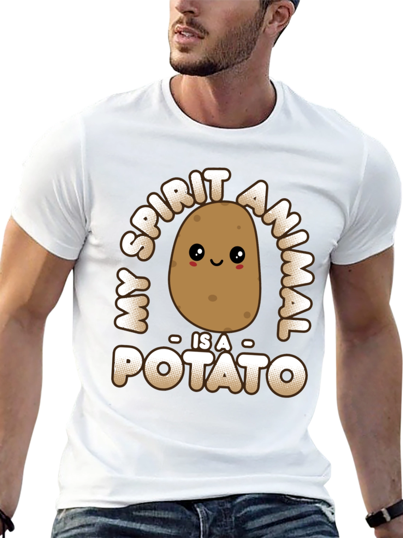 Black My Spirit Animal is a Potato Funny Graphic Tee view 13
