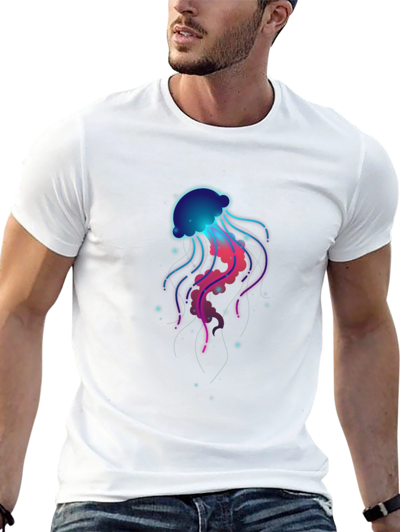Black Neon Jellyfish Graphic T-Shirt - Unique Design view 13