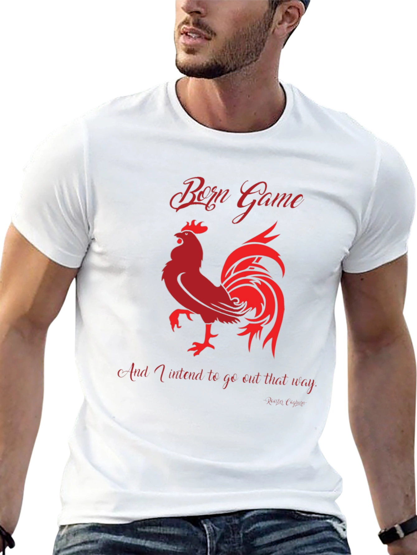 Black Born Game Rooster Graphic Tee - Black view 13