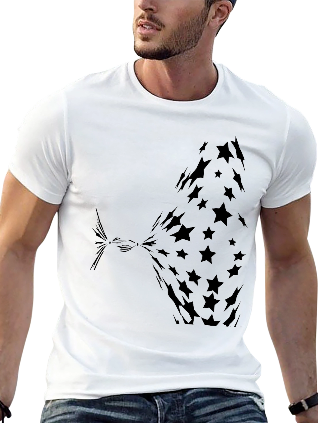 Black Black Star Pattern T-Shirt view 13