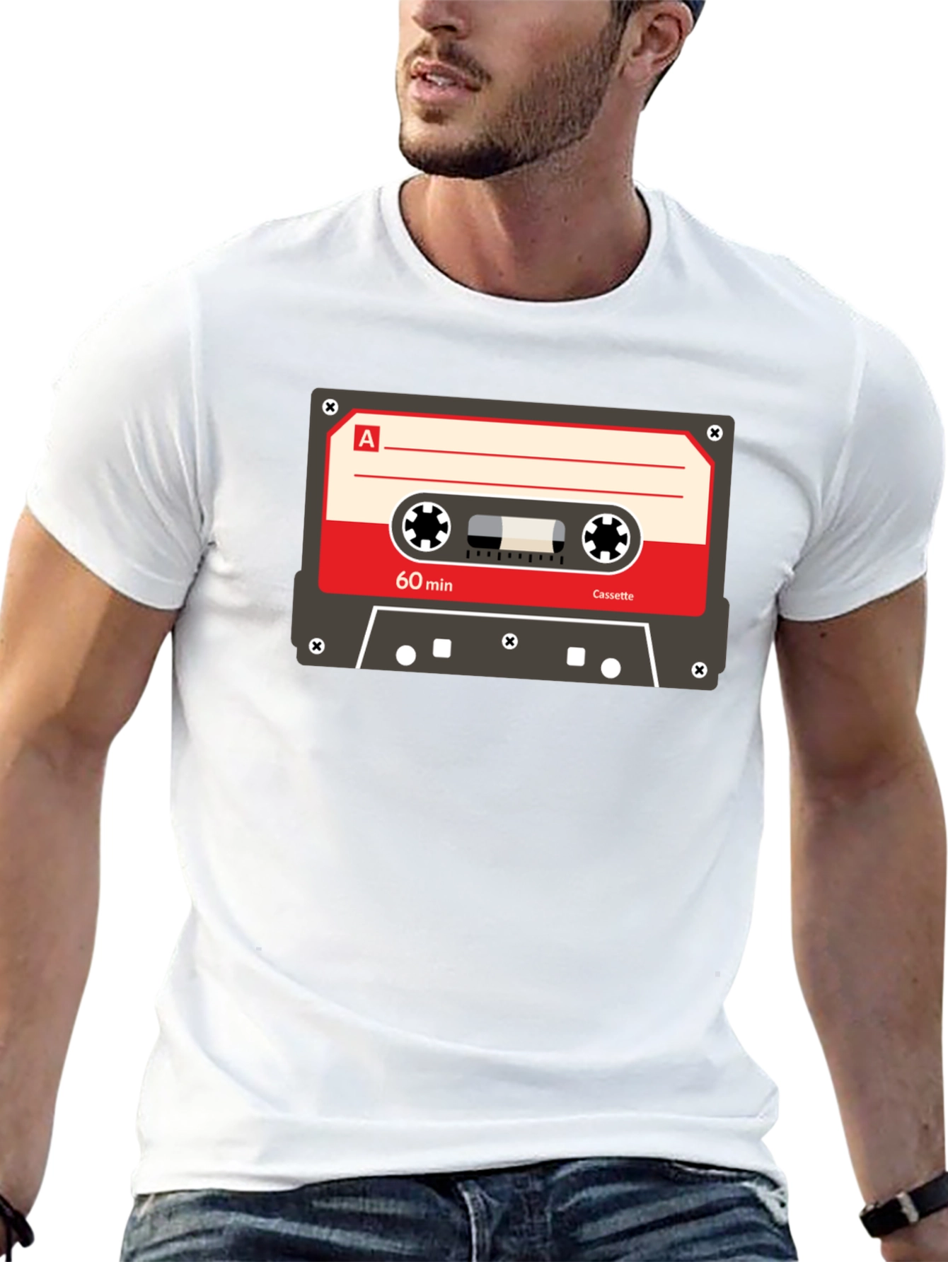 Black Retro Cassette Tape Graphic T-Shirt - Vintage Music Tee view 13