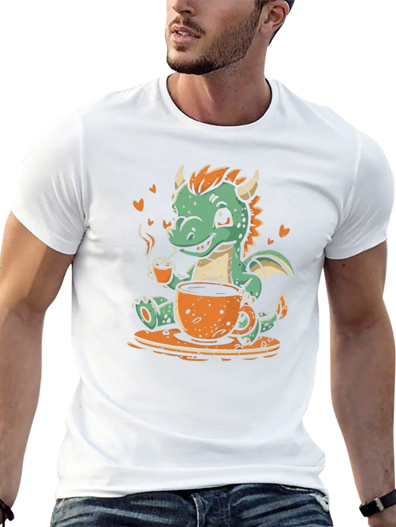 Black Cute Dragon Coffee Lover Graphic Tee view 13