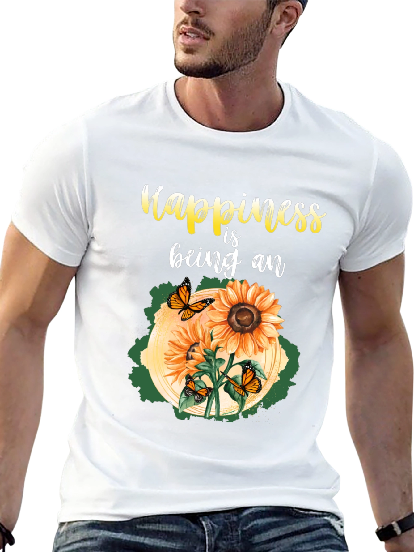 Black Happiness Sunflower Graphic T-Shirt view 13