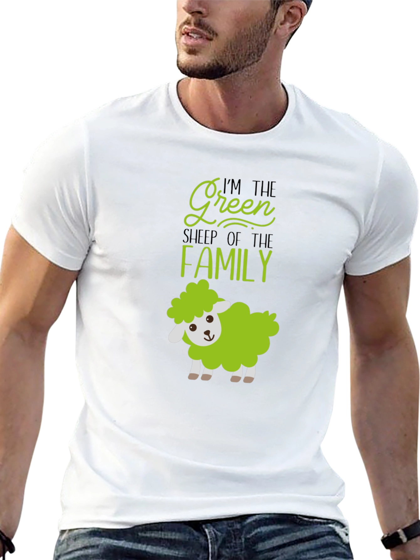 Black Green Sheep of the Family T-Shirt view 13