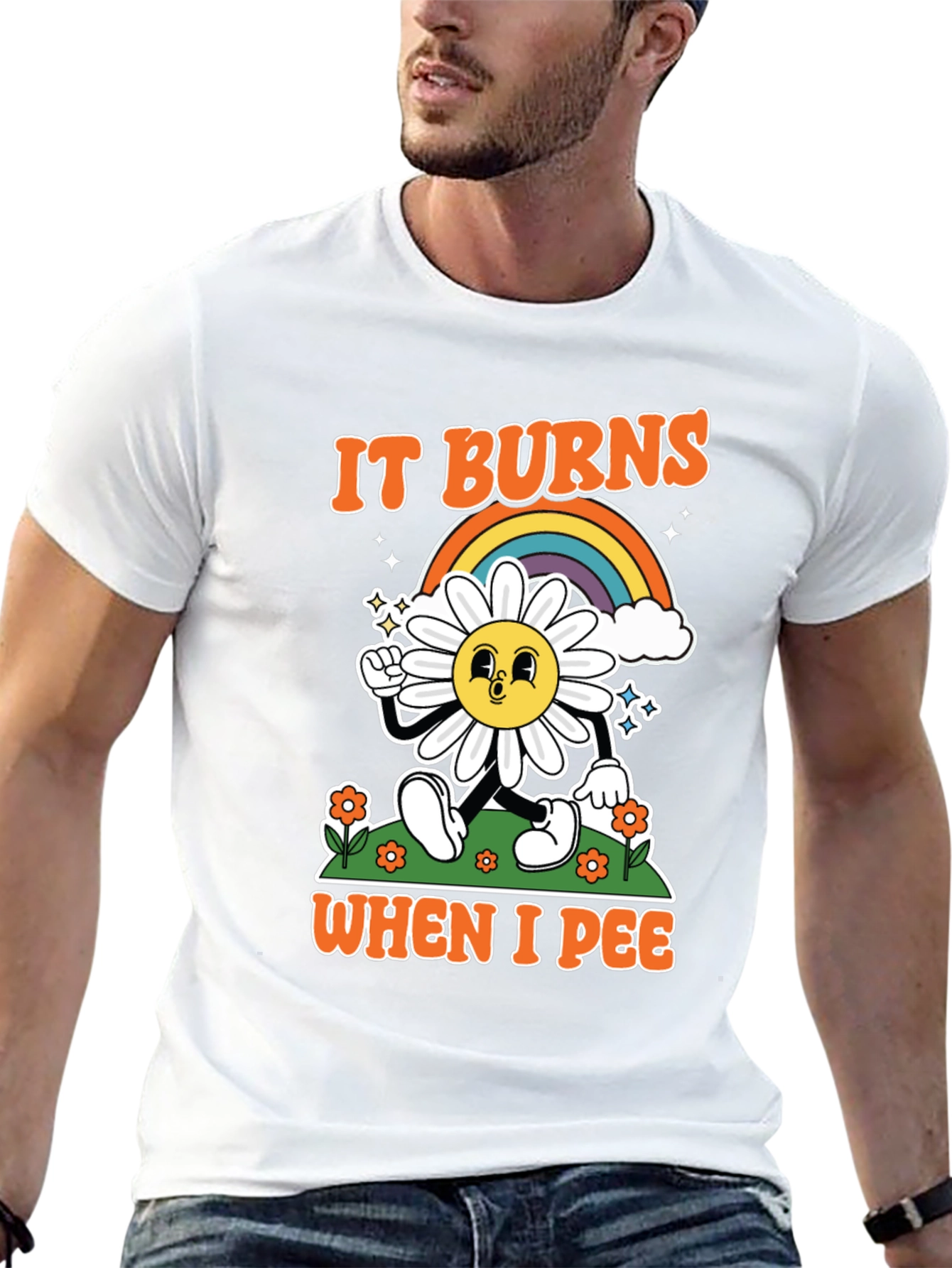 Black Funny It Burns When I Pee Graphic T-Shirt view 13