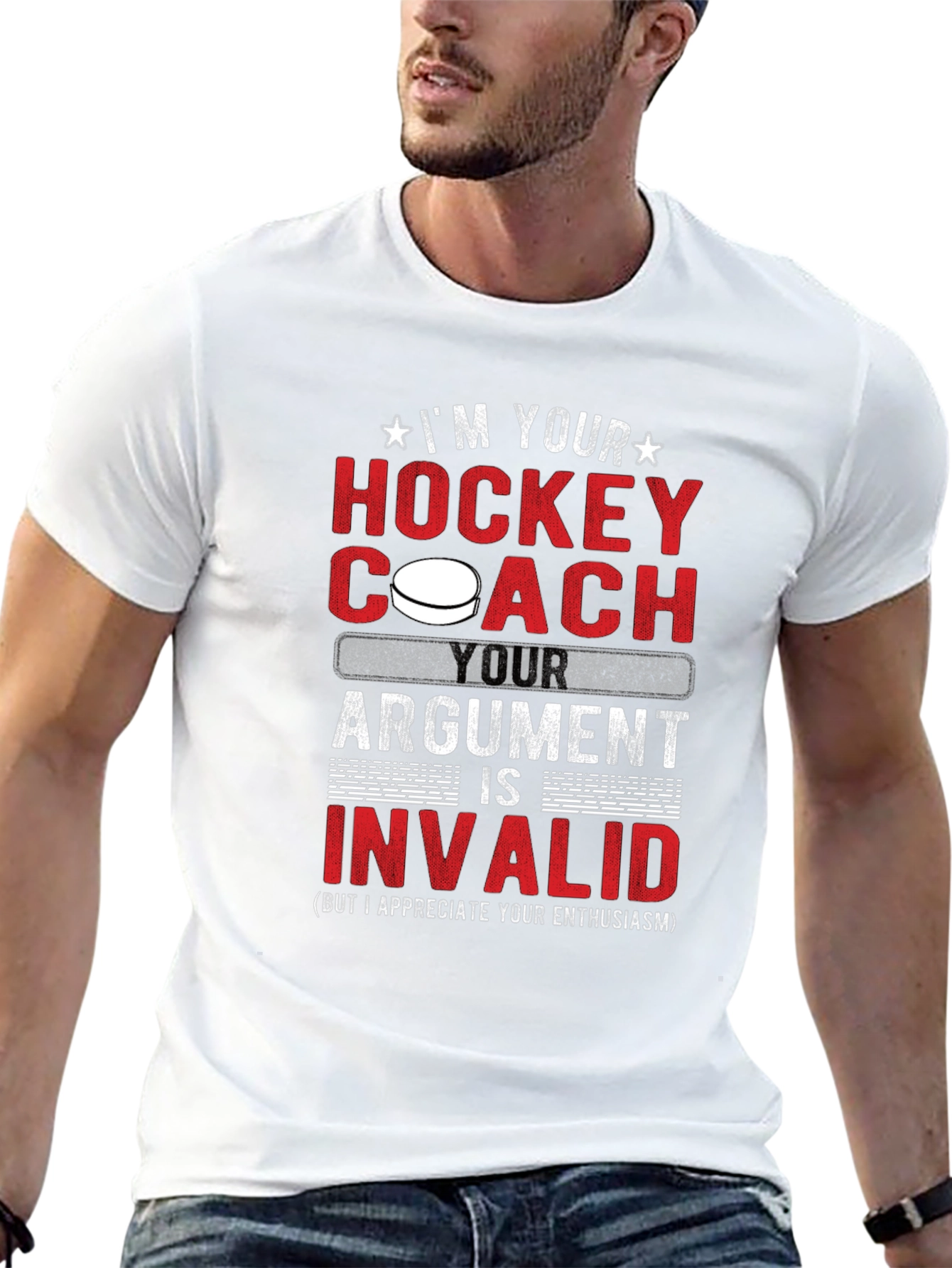 Black Hockey Coach Argument Invalid T-Shirt view 13