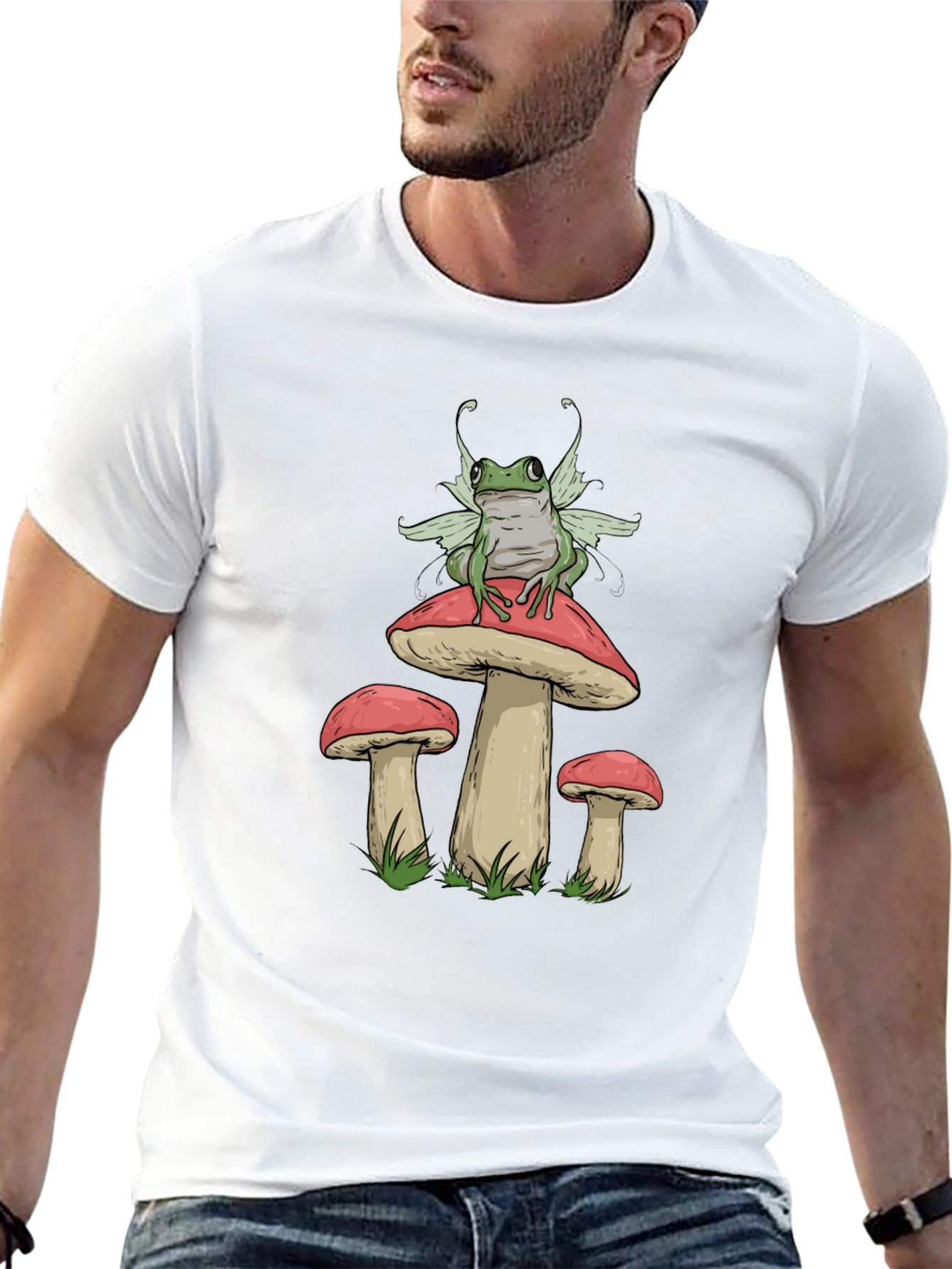 Black Frog Fairy Mushroom Graphic T-Shirt view 13