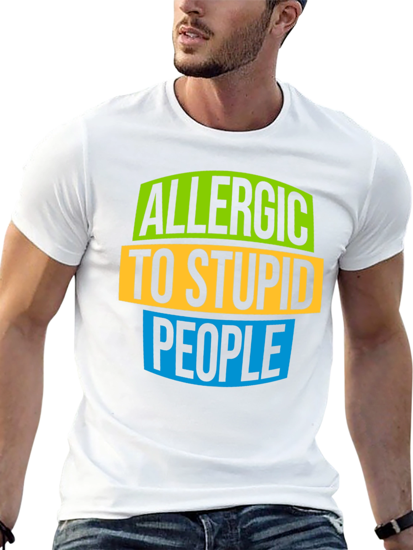 Black Allergic to Stupid People Graphic Tee view 13
