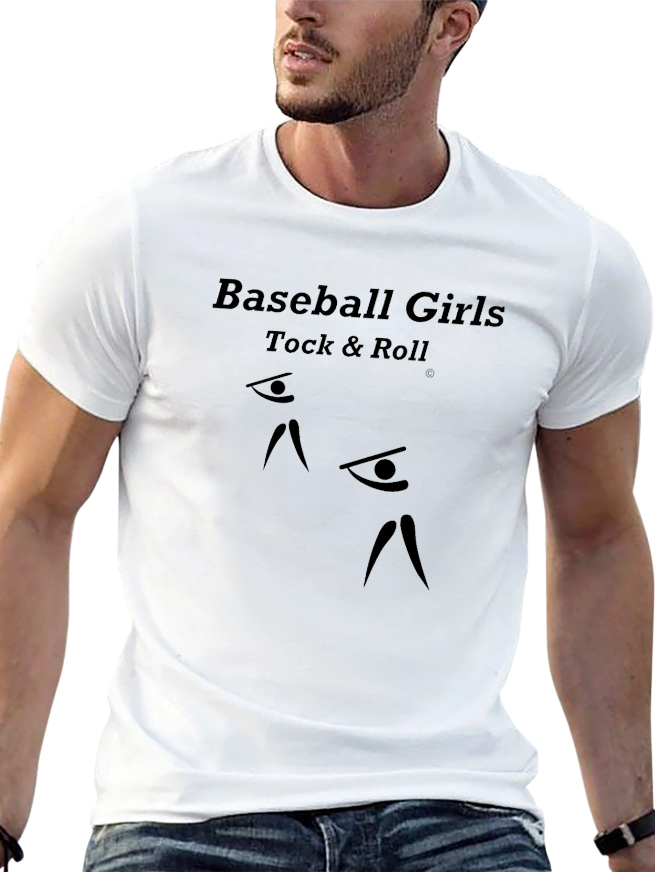 Black Baseball Girls Rock & Roll Black Graphic Tee view 13