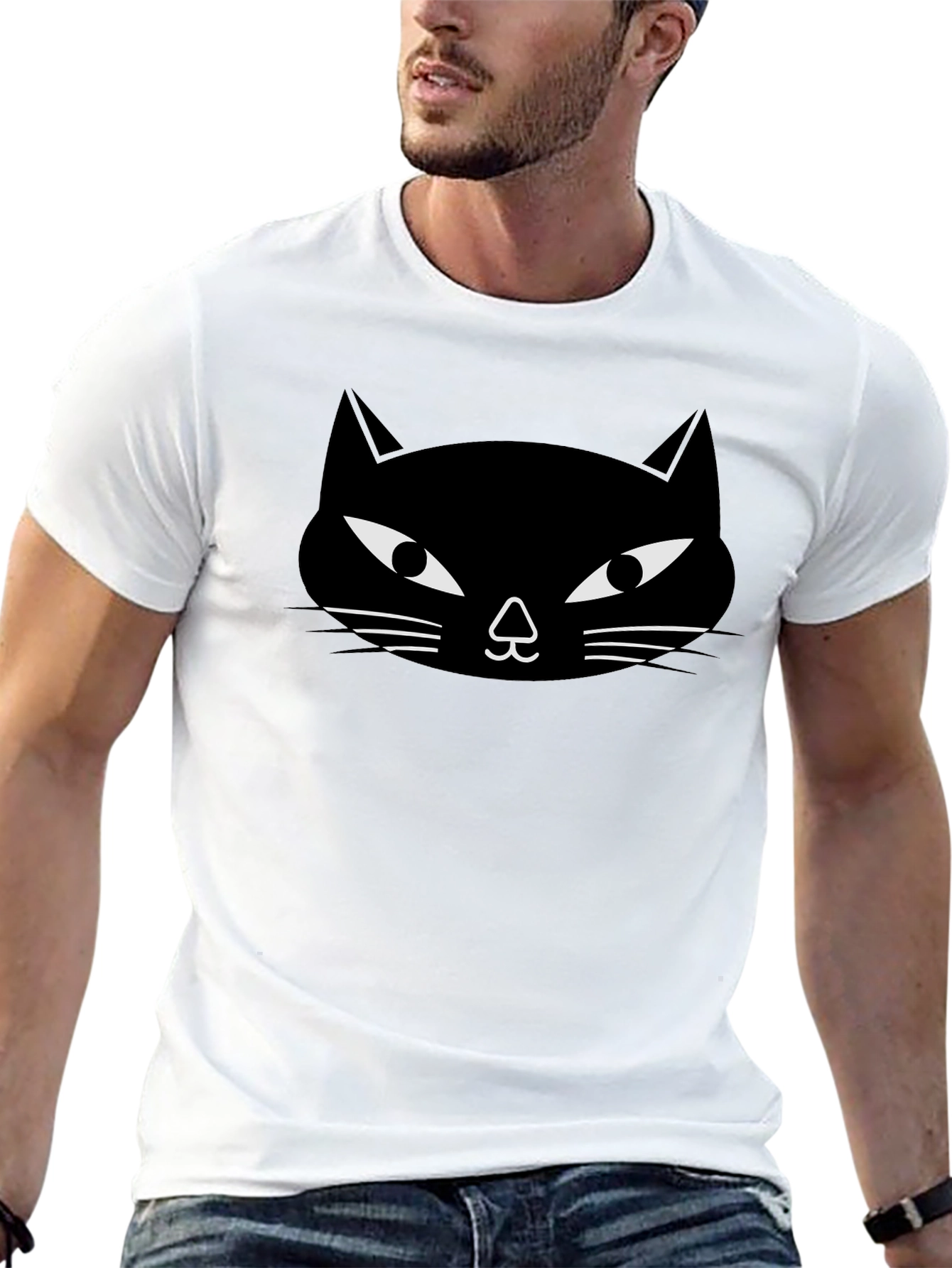 Black Black Cat Graphic Tee - Unisex Crew Neck view 13