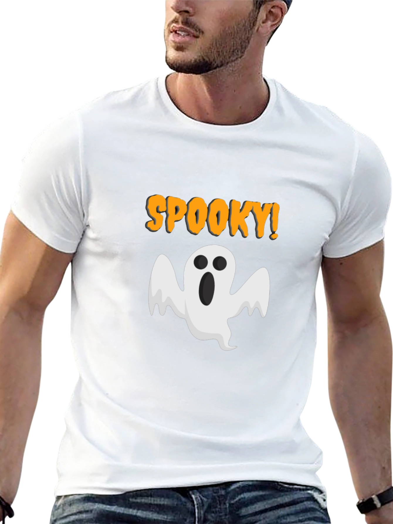 Black Spooky Ghost Graphic T-Shirt - Halloween Tee view 13