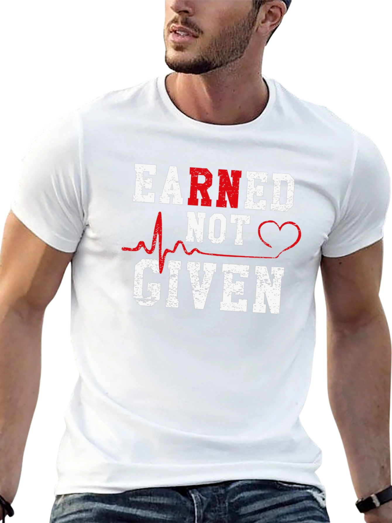 Black Earned Not Given Nurse Heartbeat T-Shirt view 13