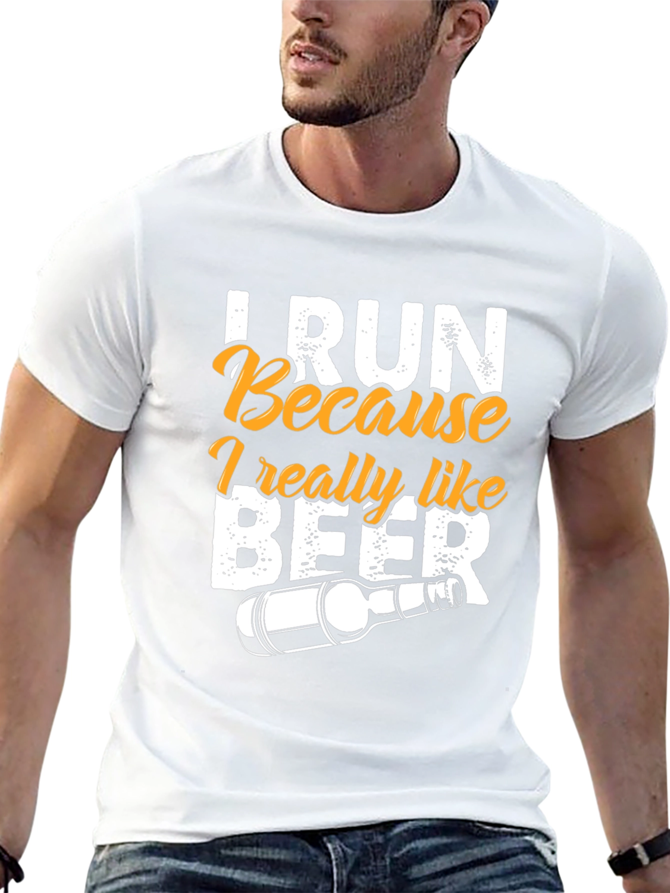 Black I Run Because I Really Like Beer T-Shirt view 13