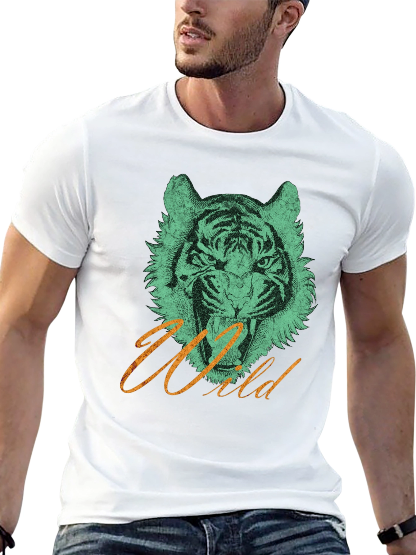 Black Wild Tiger Graphic Tee view 13