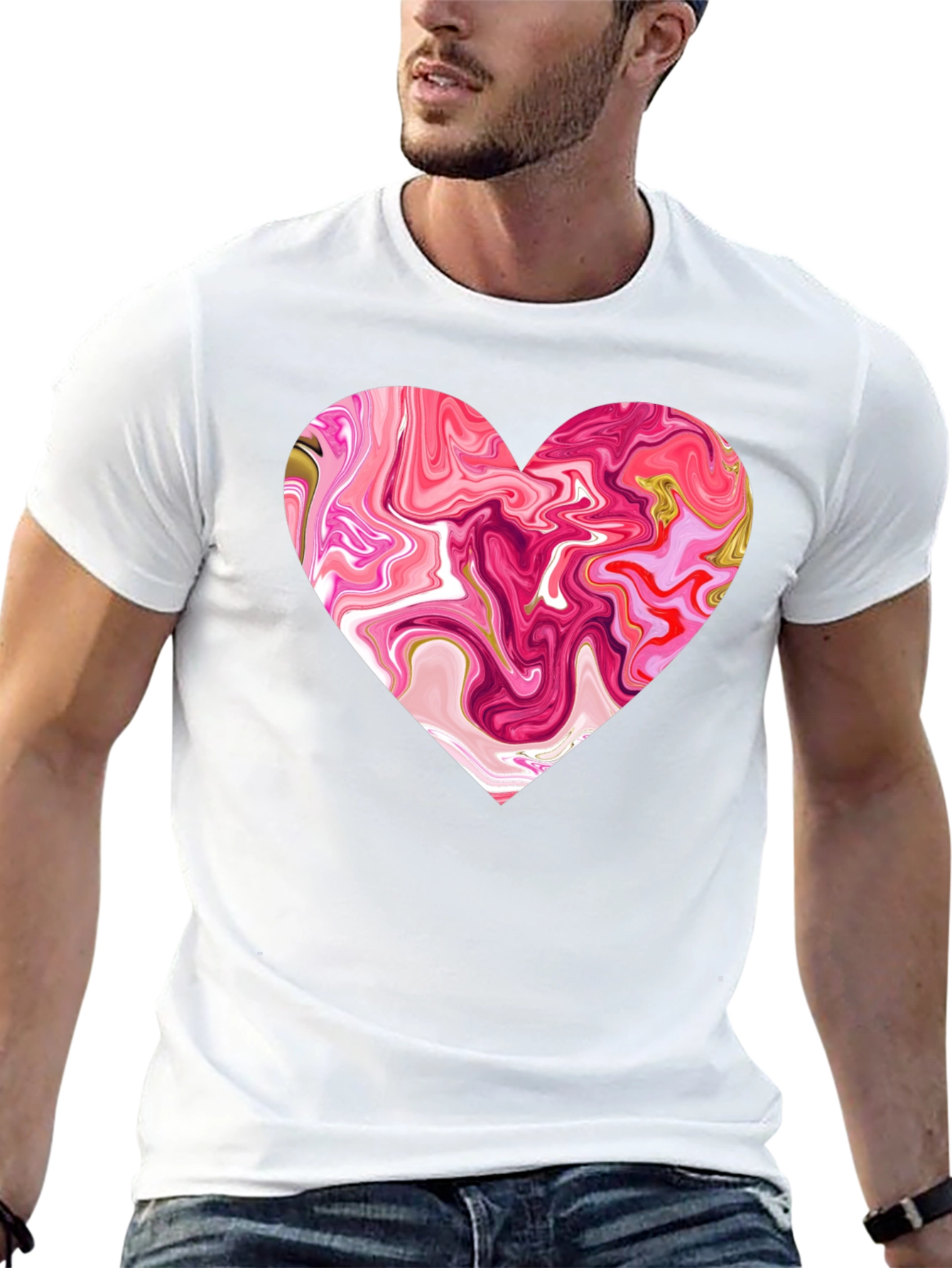 Black Heart Swirl Graphic Tee - Soft Cotton Blend view 13