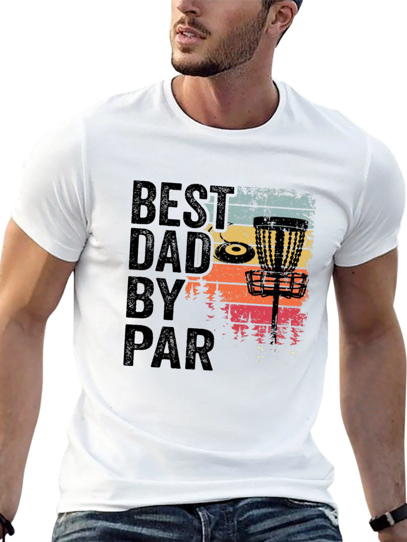 Black Best Dad by Par Disc Golf T-Shirt view 13