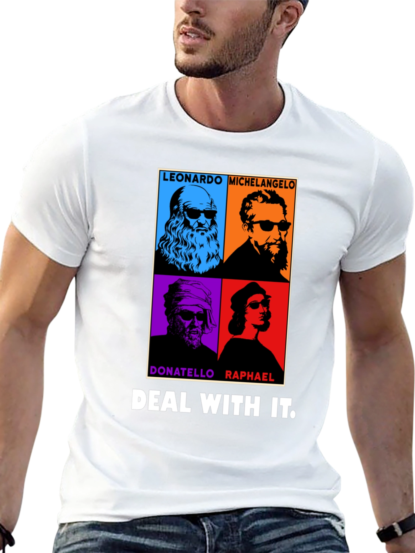 Black Deal With It Artist Tee - Leonardo, Michelangelo, Donatello, Raphael view 13