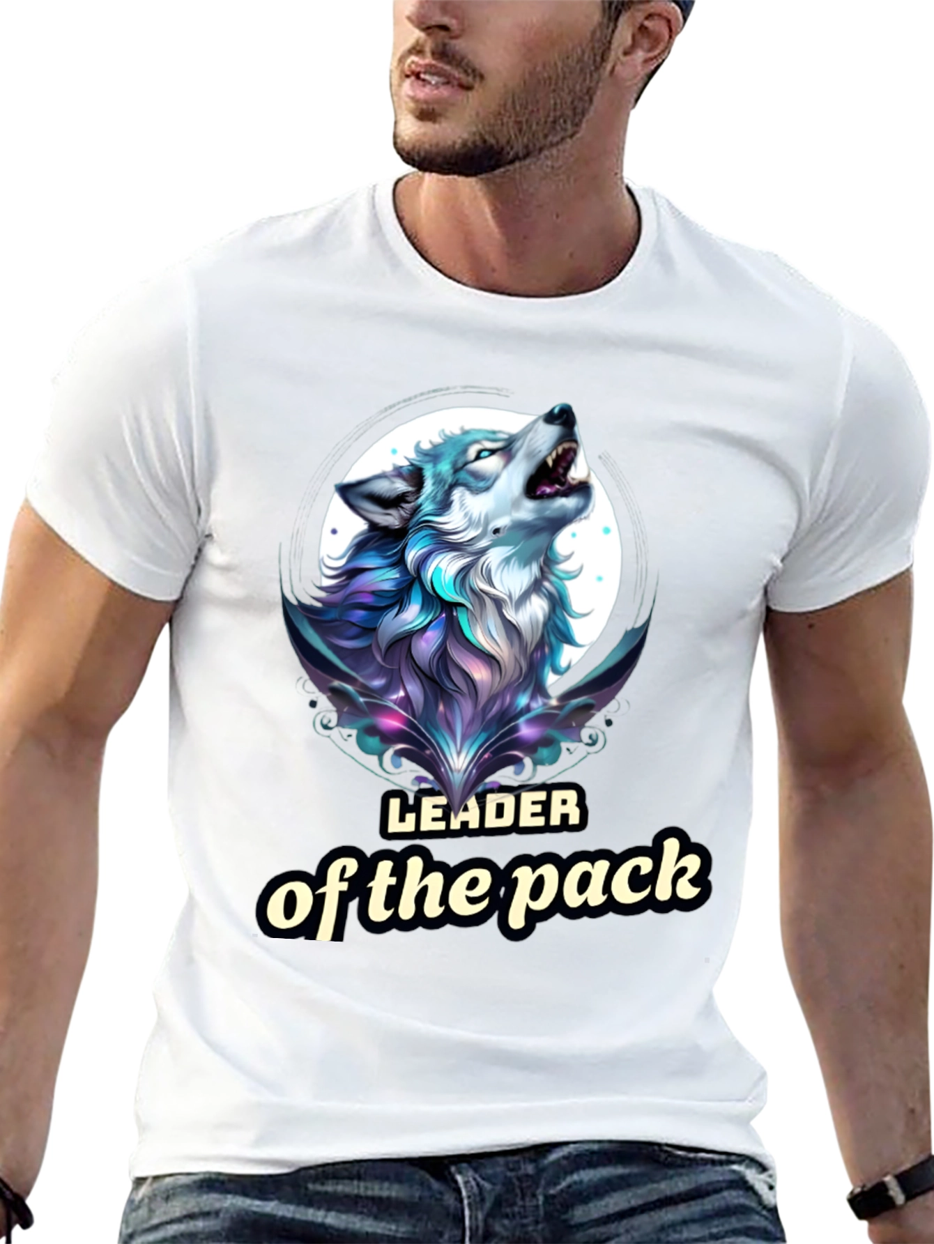Black Leader of the Pack Wolf Graphic T-Shirt view 13