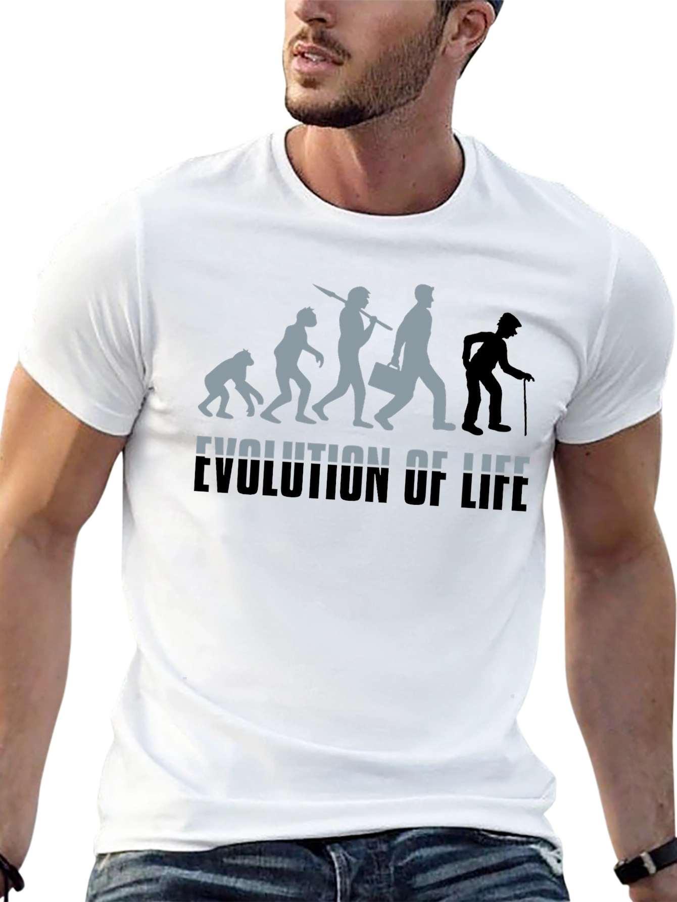 Black Evolution of Life Graphic T-Shirt view 13