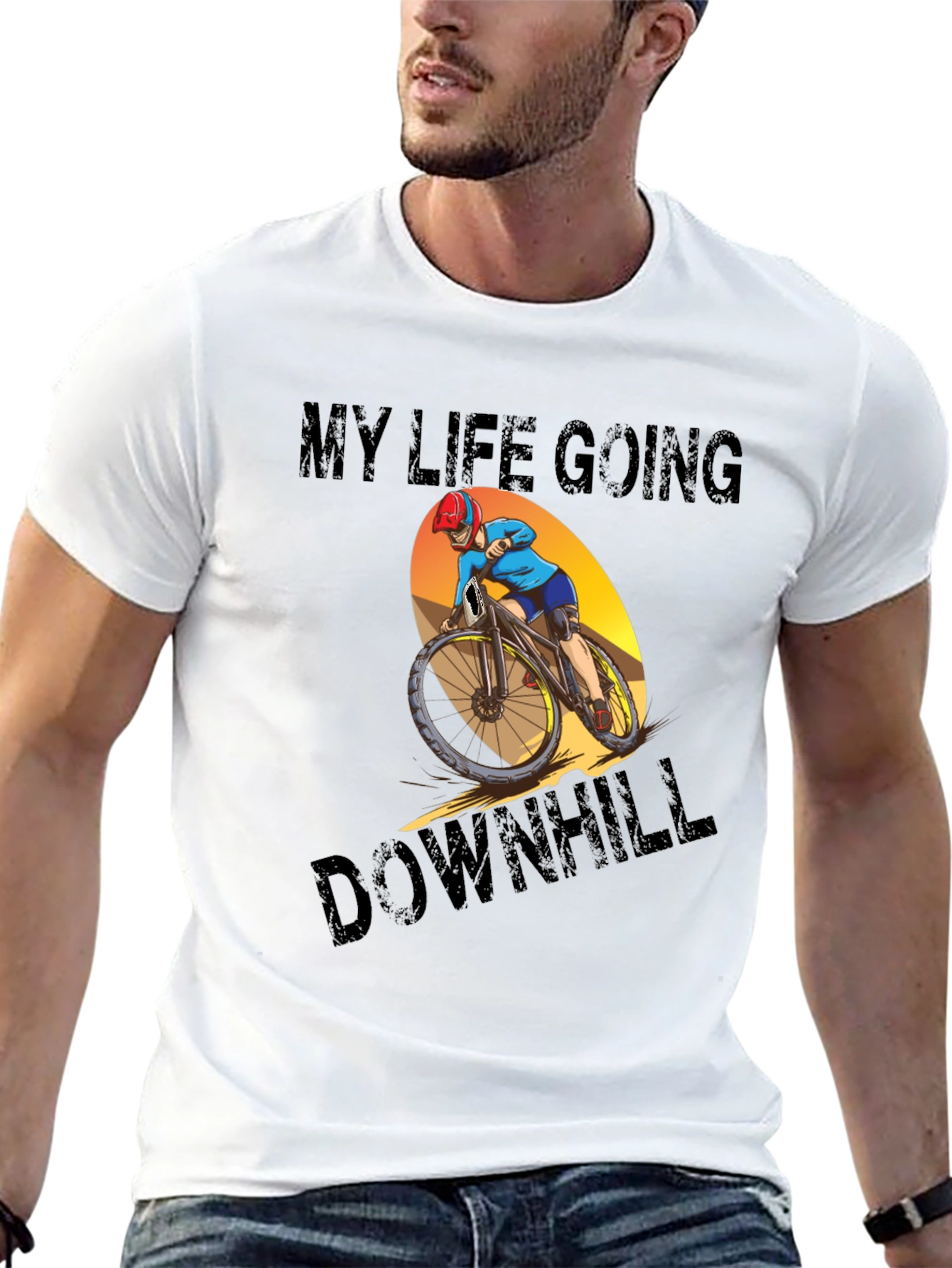 Black My Life Going Downhill T-Shirt: Mountain Bike Graphic Tee view 13