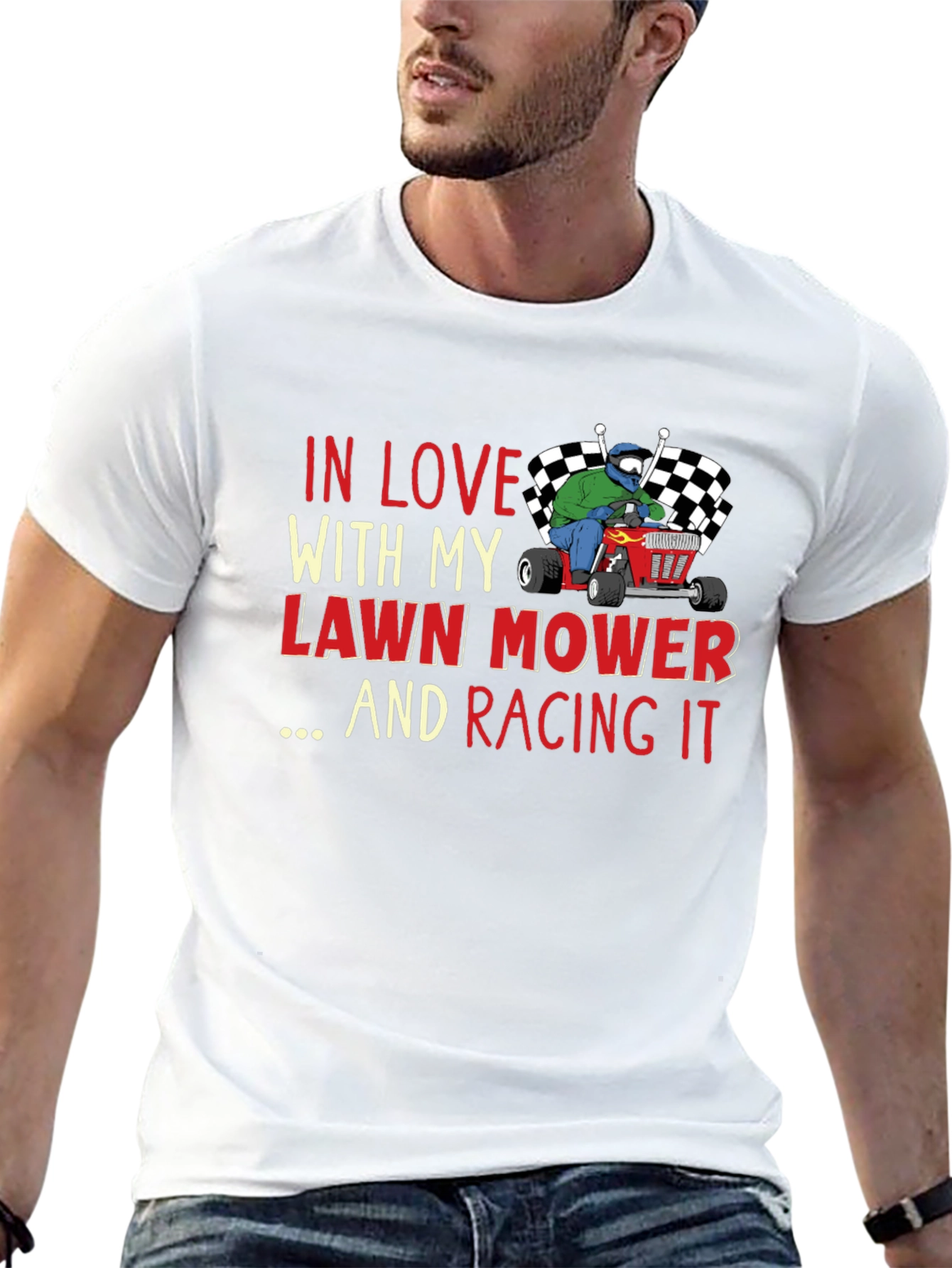 Black Lawn Mower Racing T-Shirt view 13