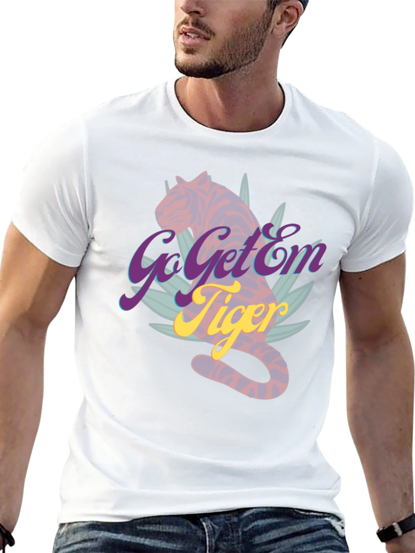 Black Go Get'Em Tiger Graphic Tee - Unique Design view 13