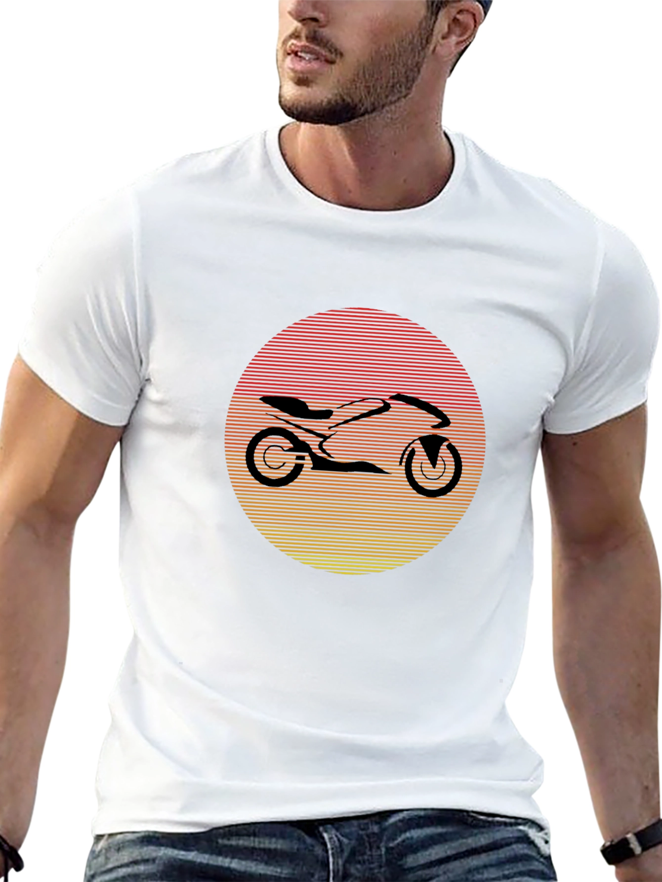 Black Motorcycle Sunset Graphic Tee - Black view 13