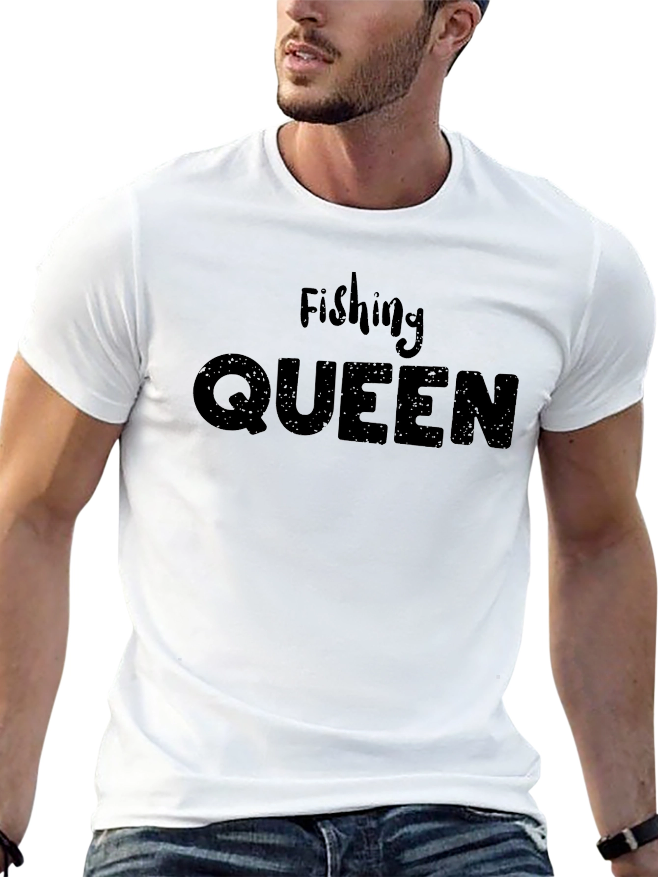 Black Fishing Queen Graphic Tee - Black Cotton Shirt view 13