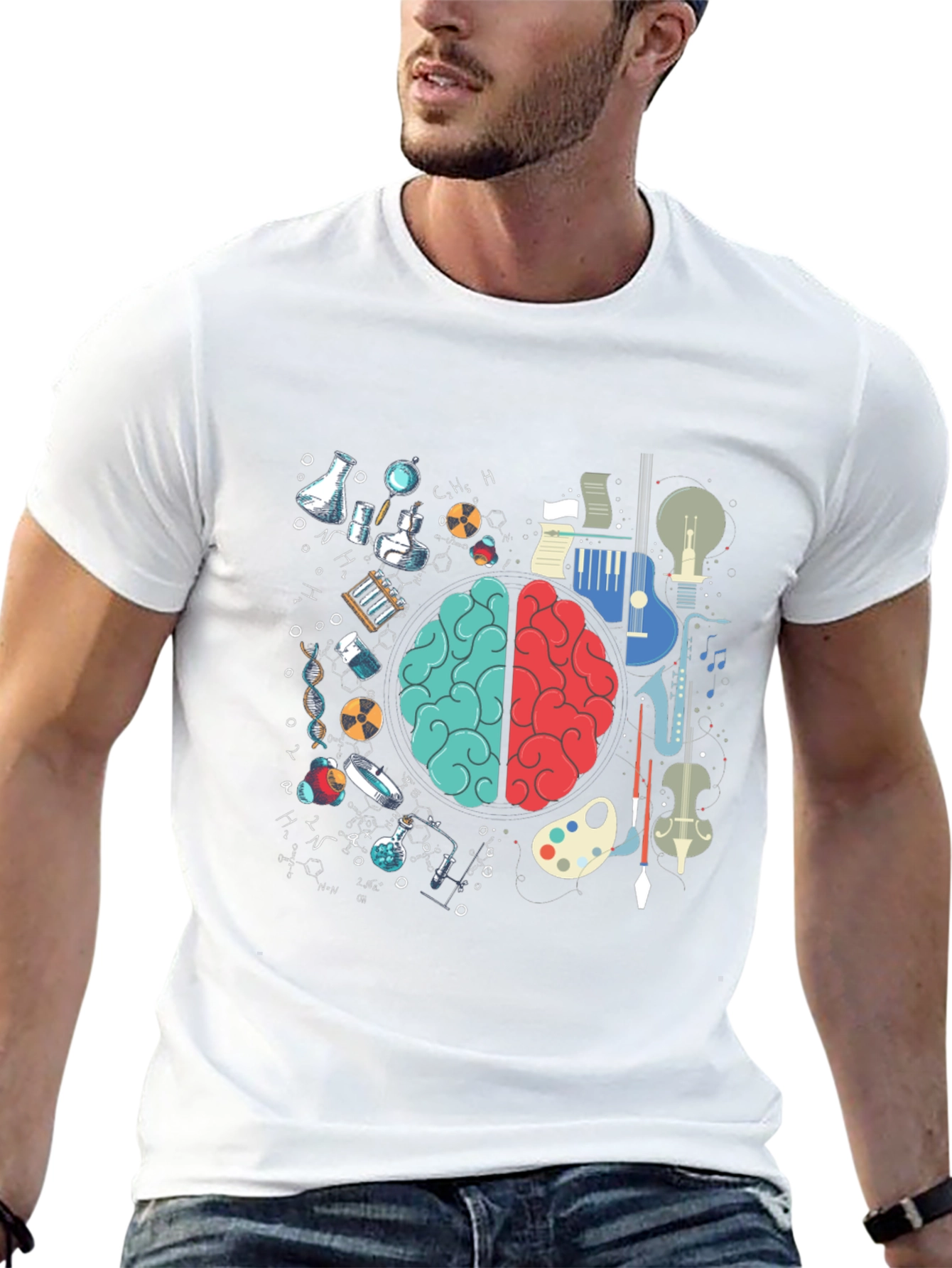Black Science & Art Brain T-Shirt - Intellectual Style view 13
