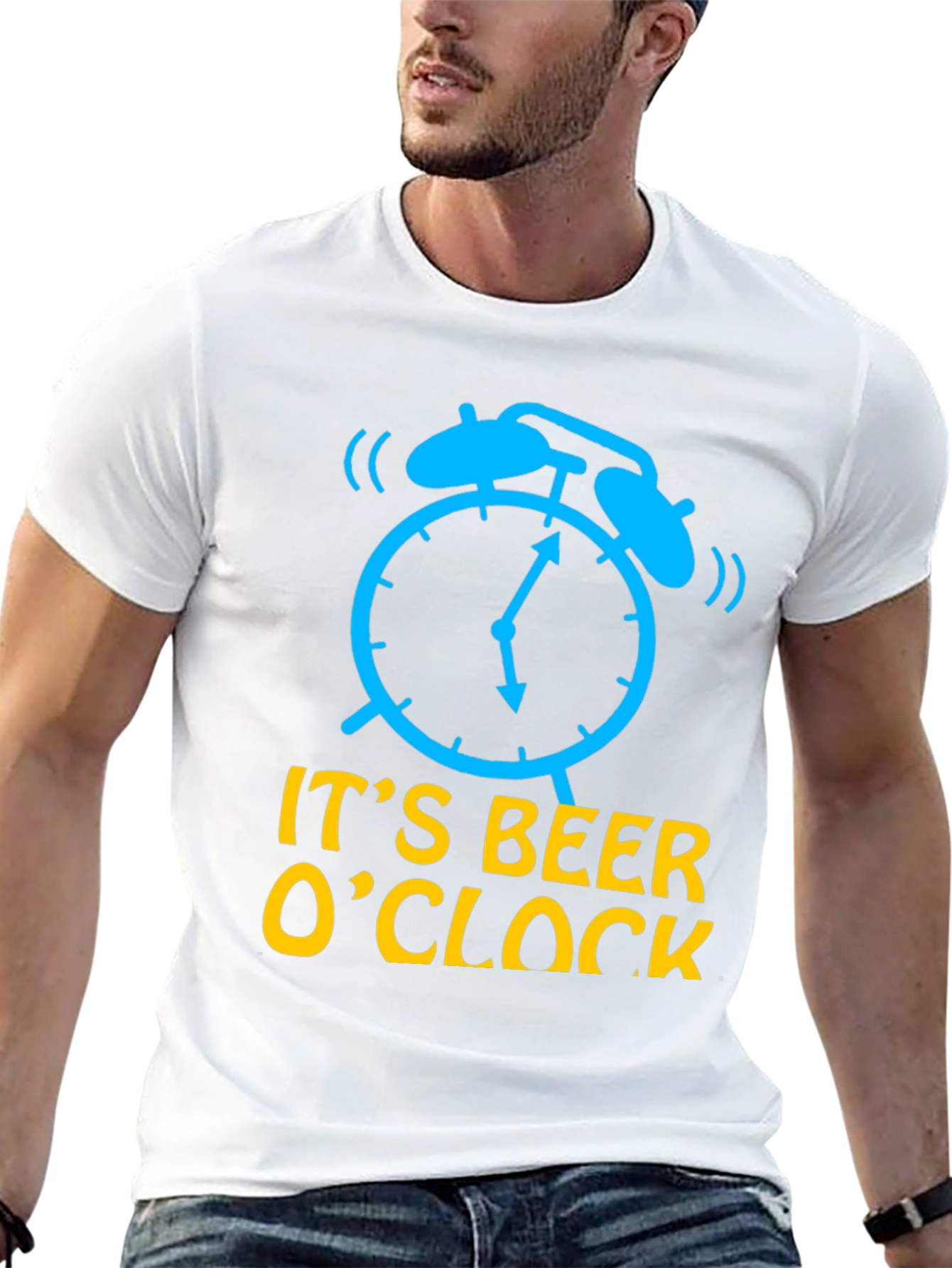 Black It's Beer O'Clock Men's Black T-Shirt view 13