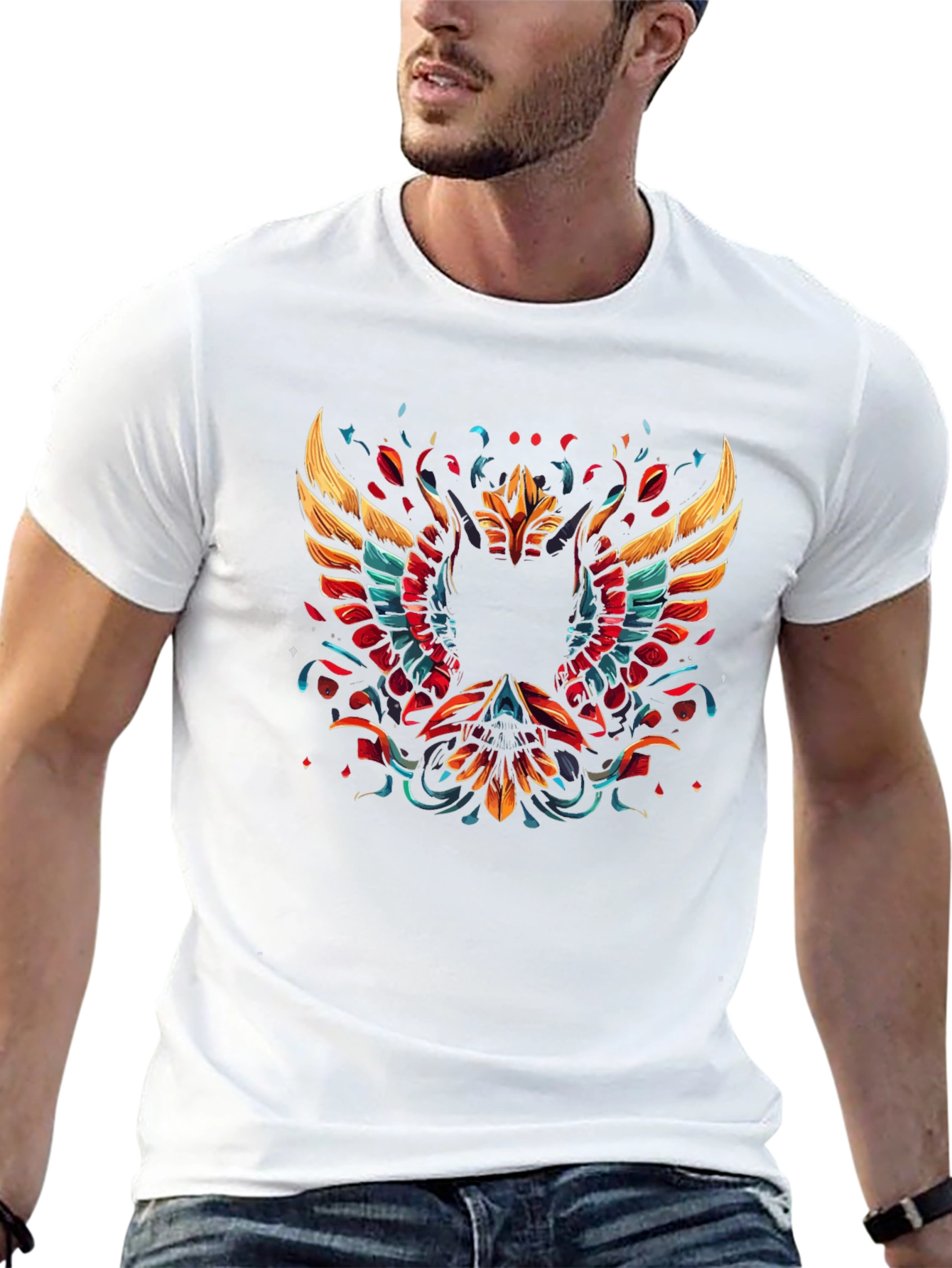 Black Phoenix Graphic Print Black T-Shirt view 13