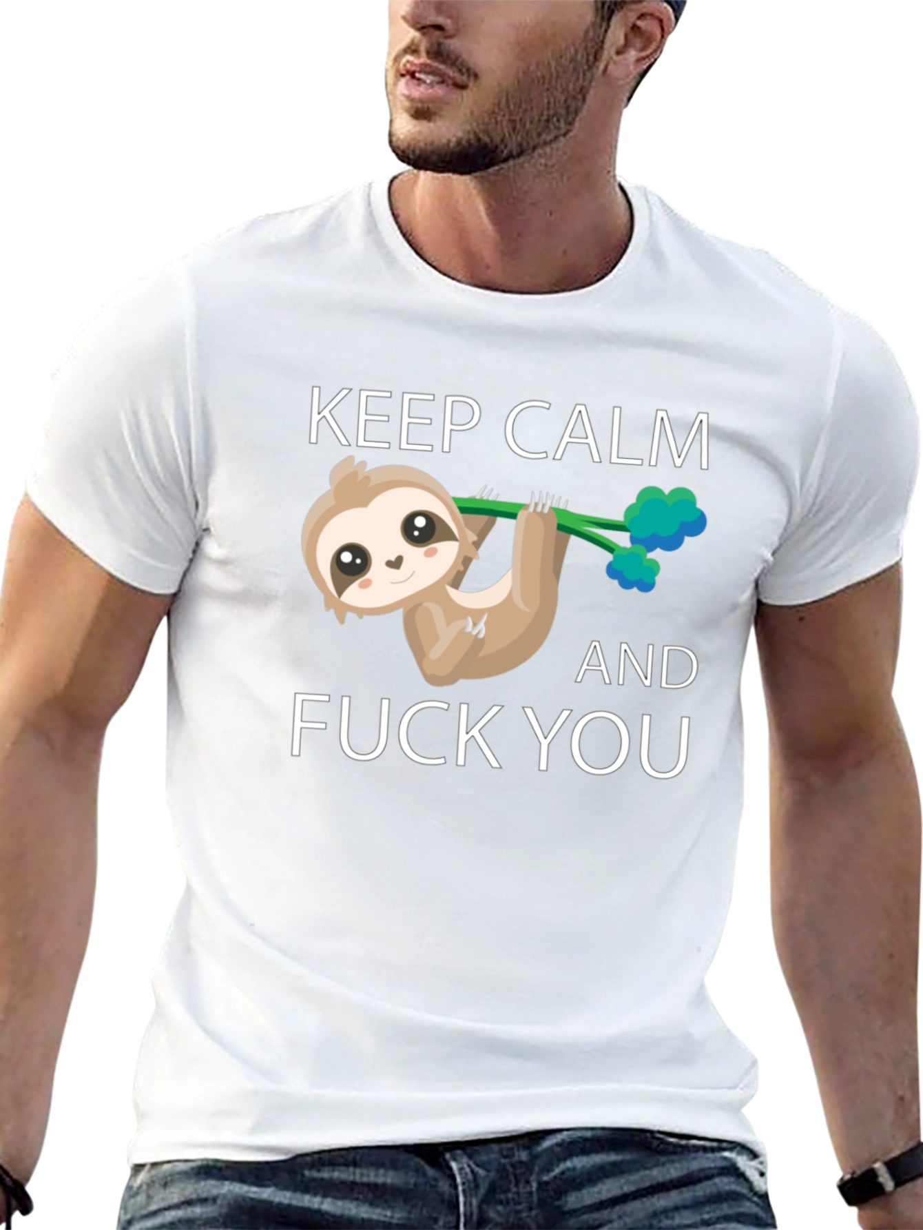 Black Keep Calm Sloth T-Shirt view 13