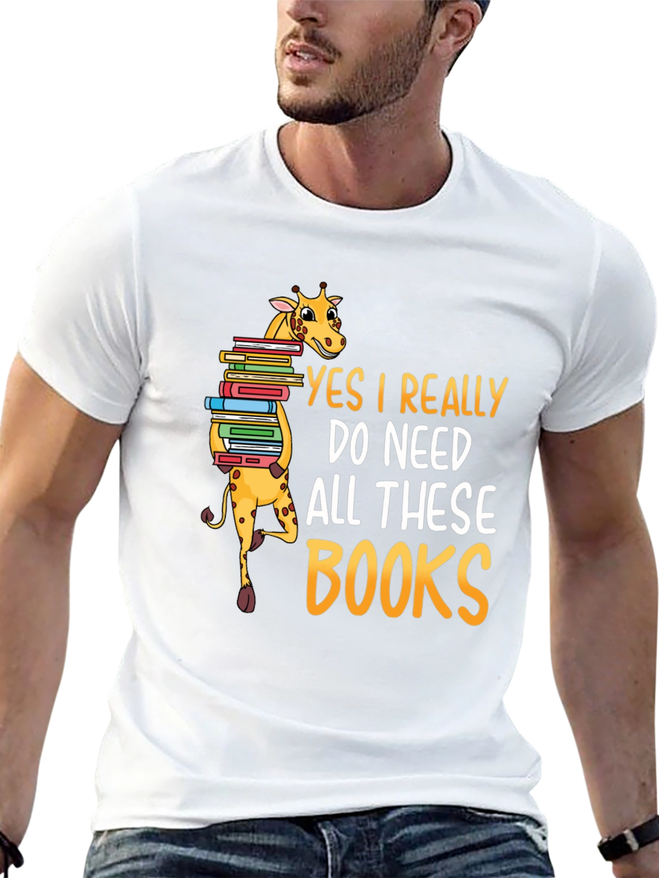 Black Giraffe Lover Reader Funny Books T-Shirt view 13