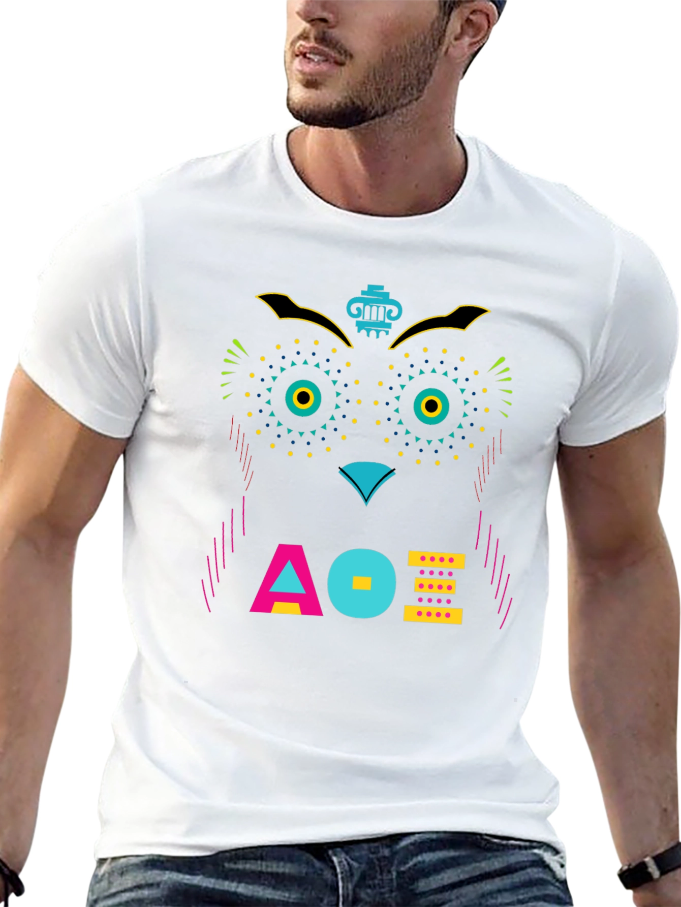 Black Geometric Owl Graphic Tee - Unique Modern Design view 13