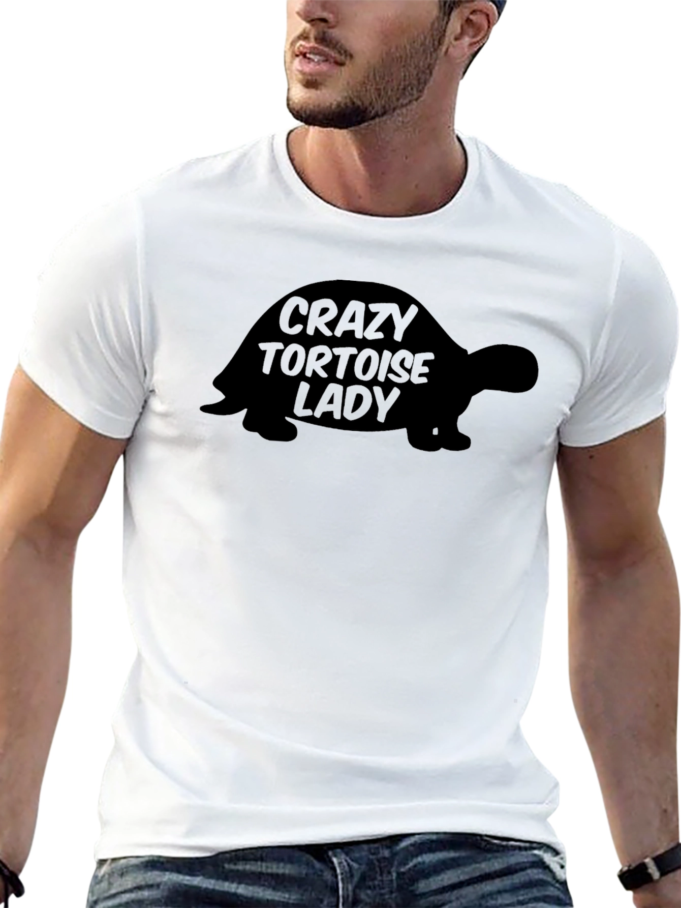 Black Crazy Tortoise Lady T-Shirt - Unisex Black Tee view 13