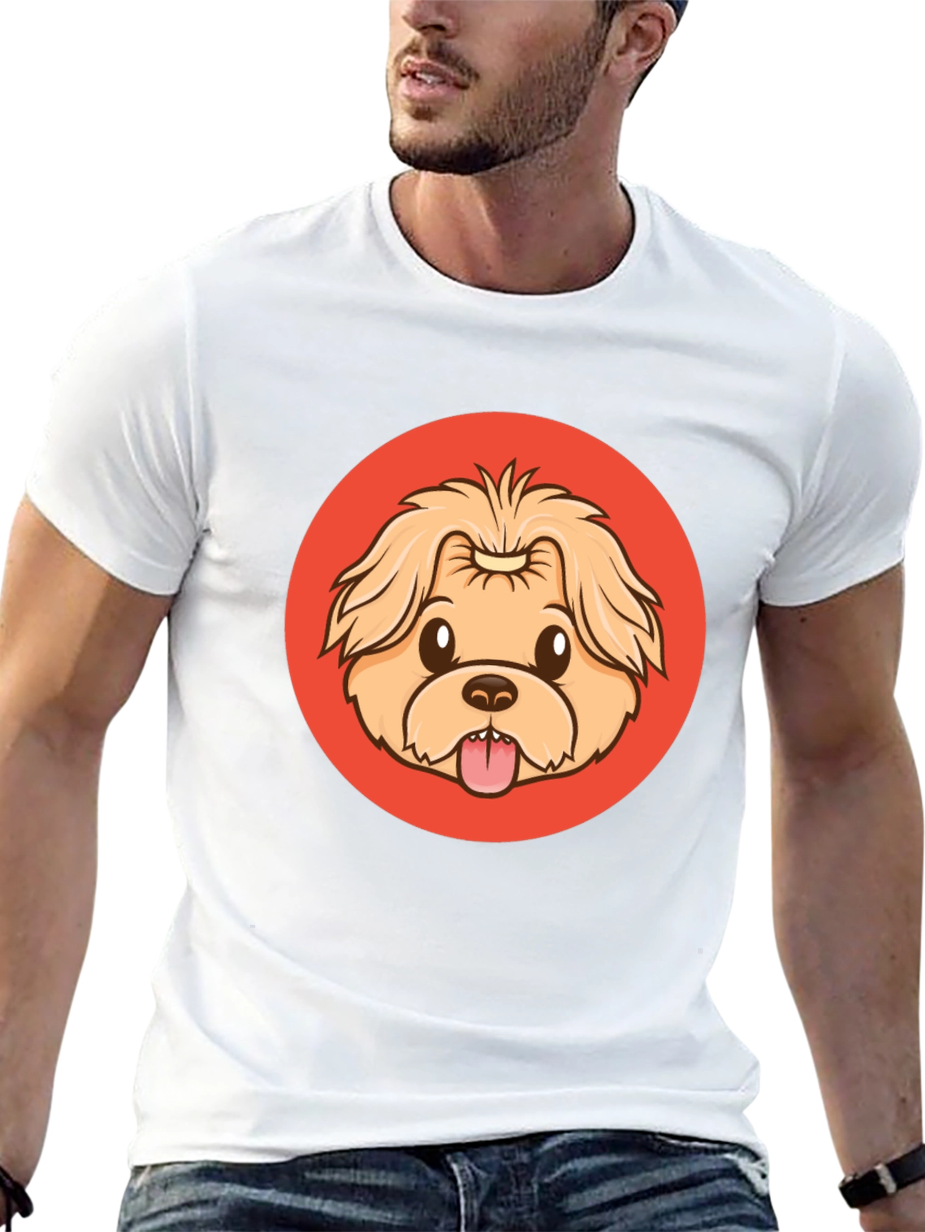 Black Cute Dog Cartoon Graphic Black T-Shirt view 13