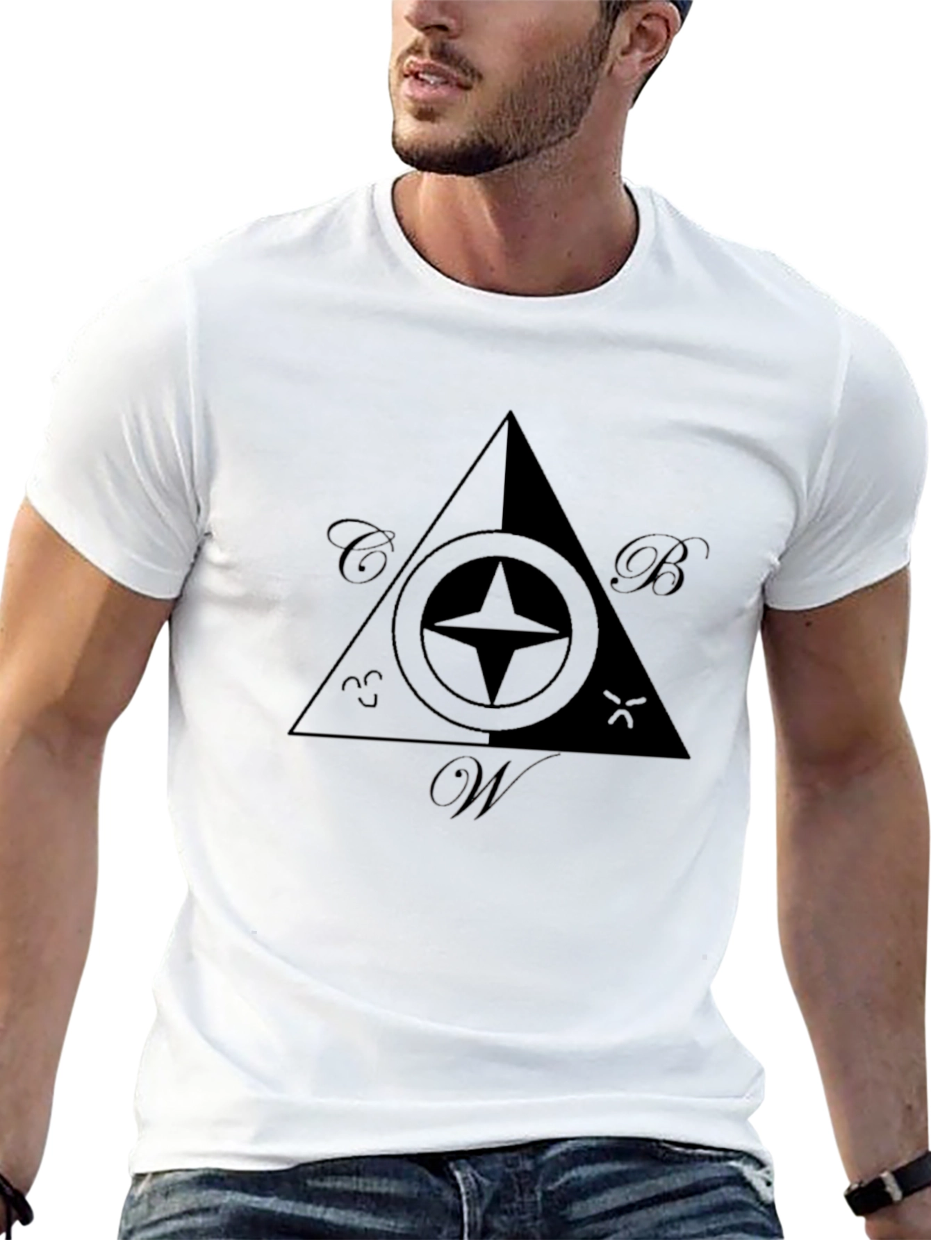Black Black Masonic Compass T-Shirt view 13