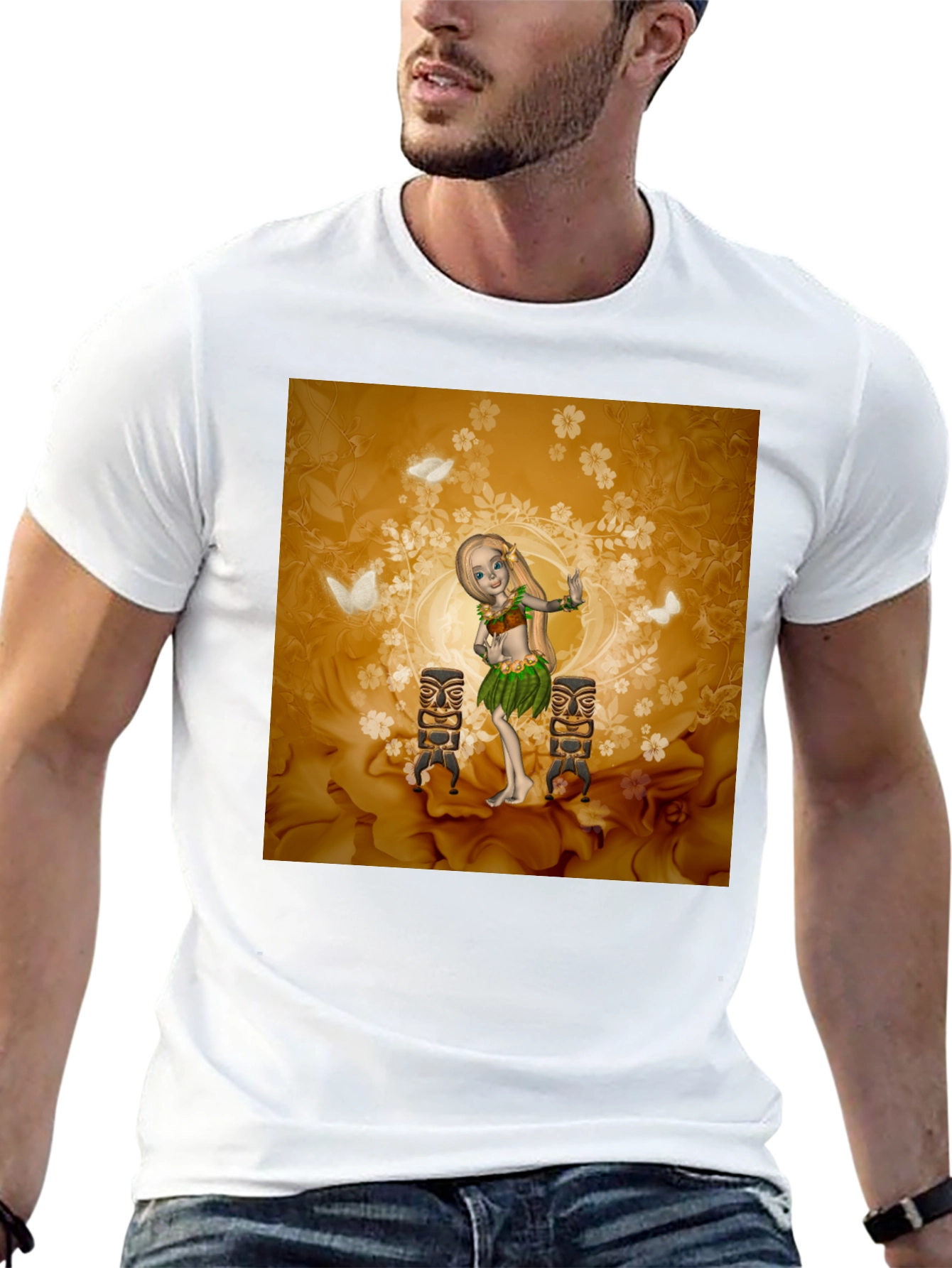 Black Tropical Hula Dancer Graphic Tee view 13