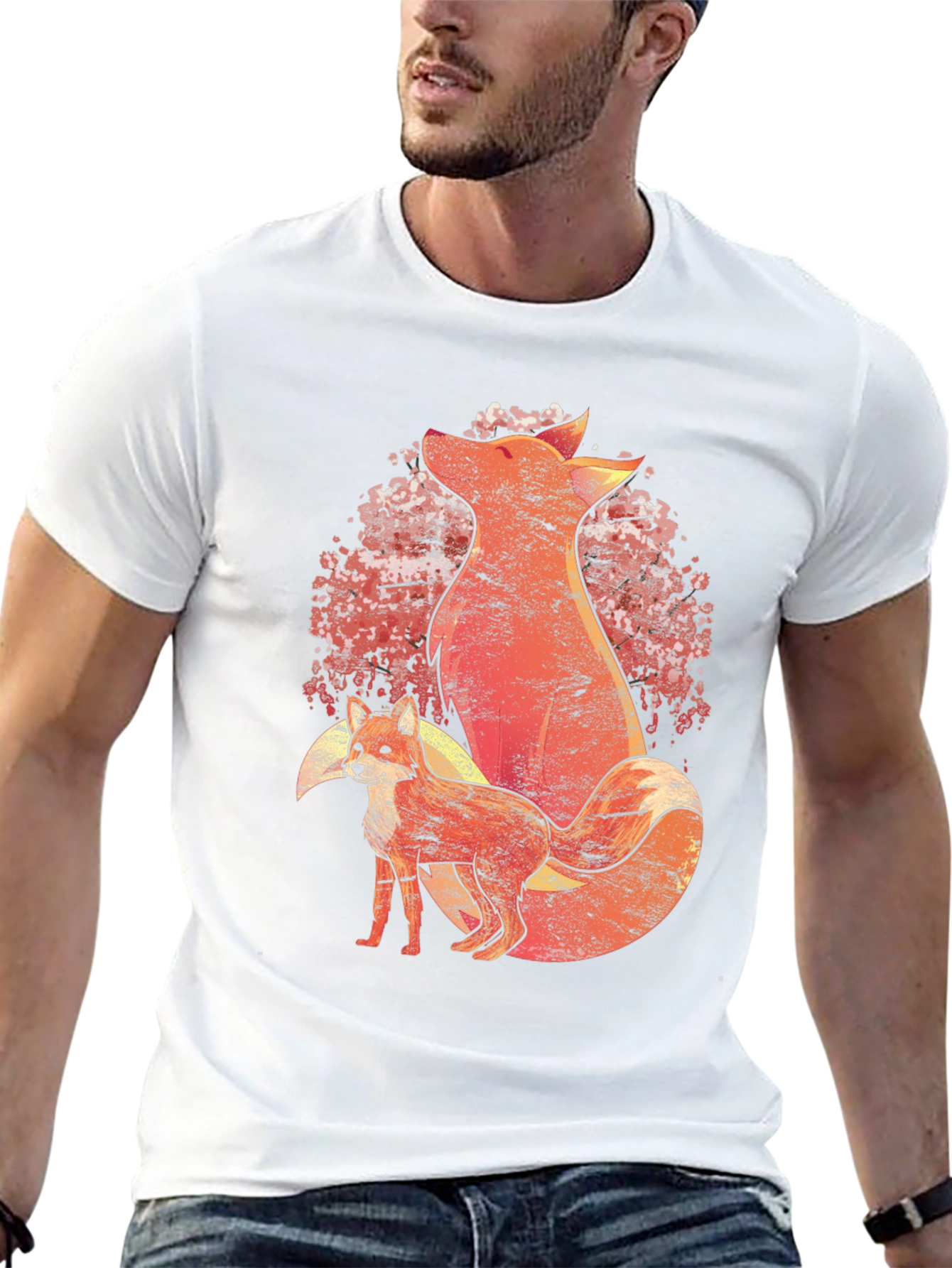 Black Fox Graphic Tee - Men's Black Cotton Blend T-Shirt view 13