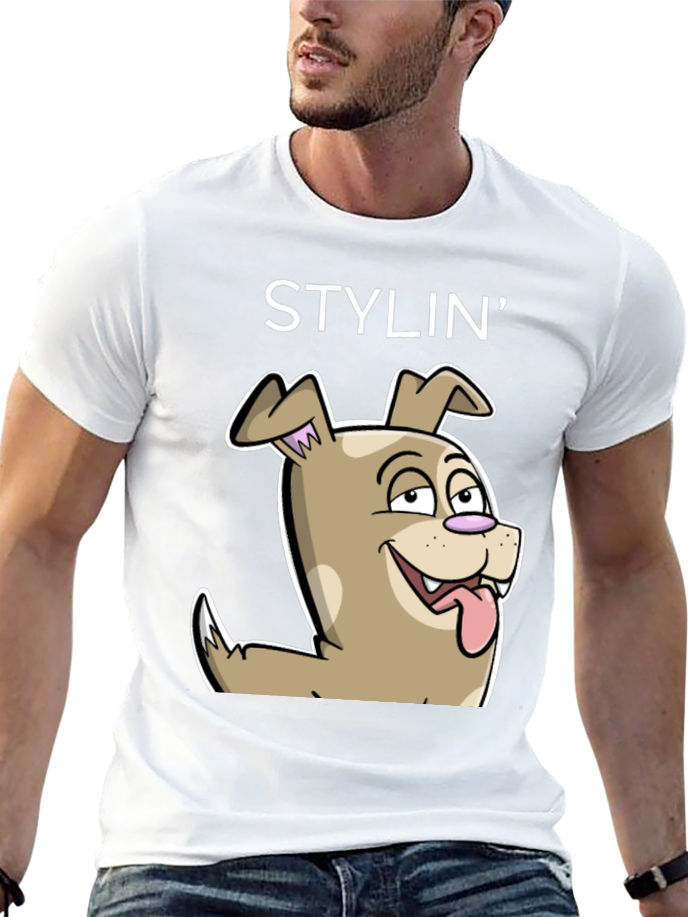 Black Stylin' Dog Cartoon Graphic Tee - Unisex view 13