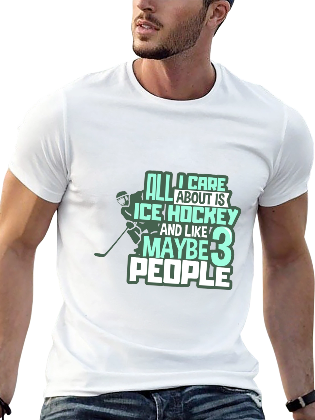 Black Ice Hockey T-Shirt: All I Care About Is Hockey & Maybe 3 People view 13