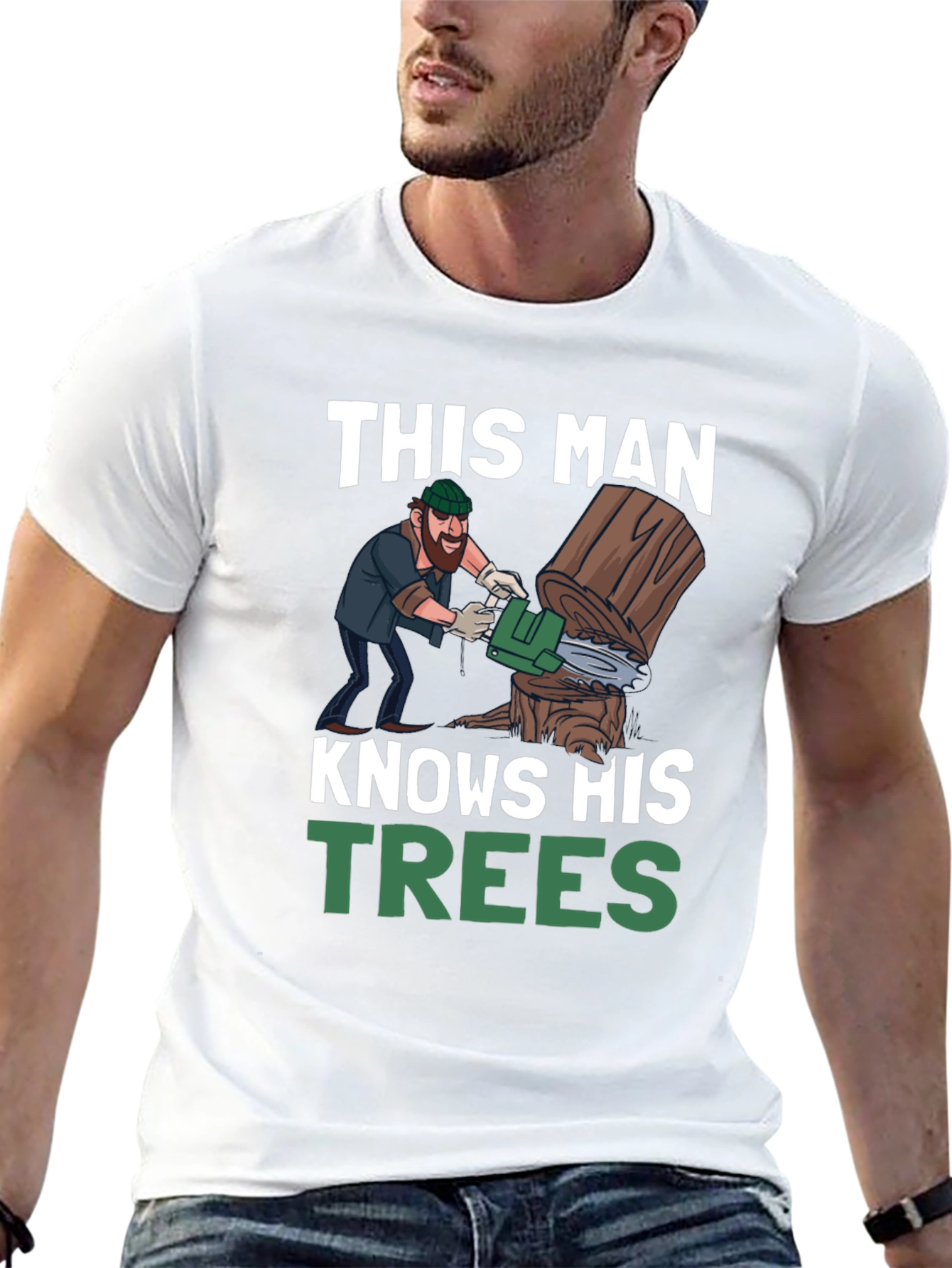Black This Man Knows His Trees Graphic T-Shirt view 13