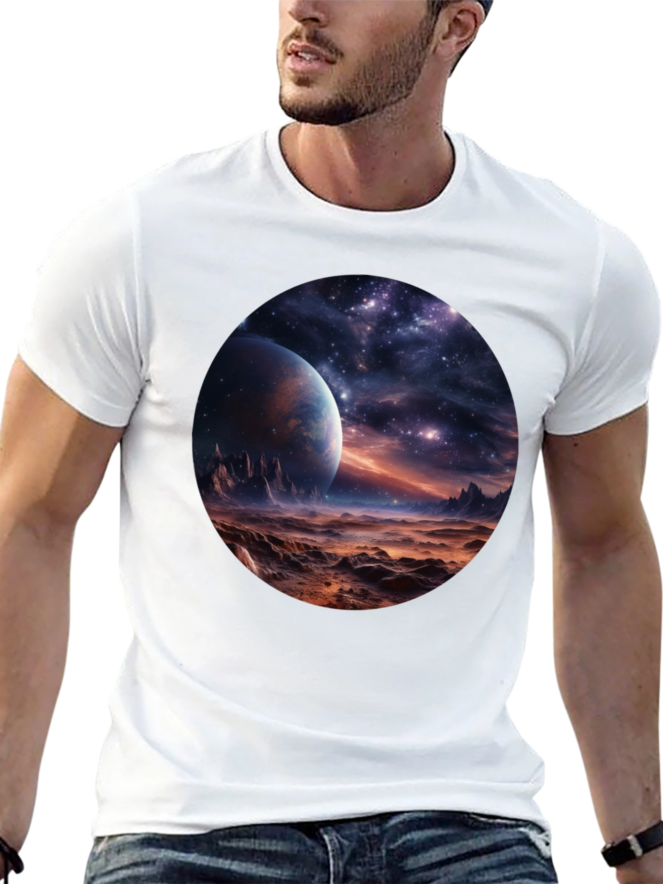 Black Cosmic Planet Graphic Tee - Black view 13