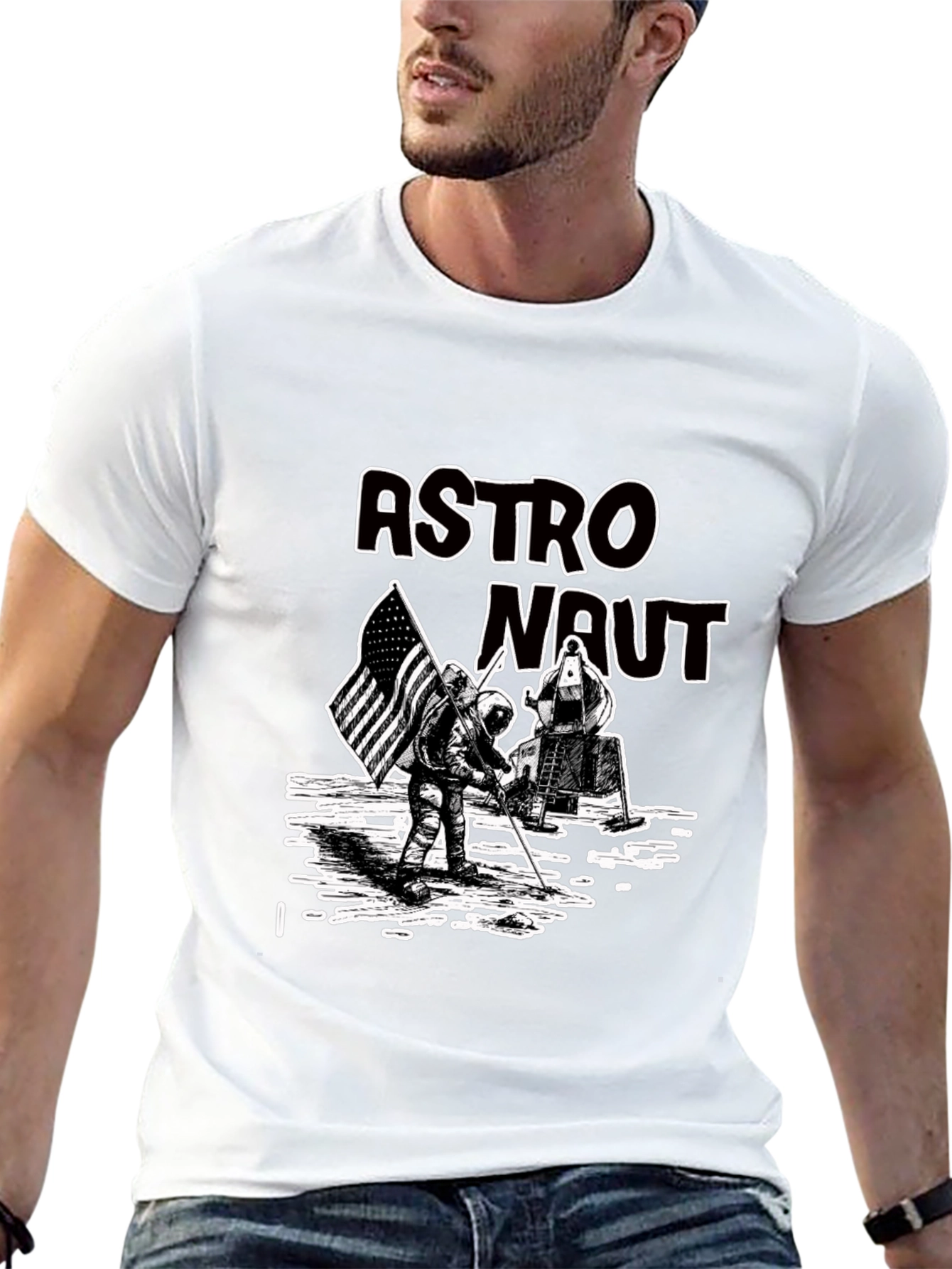 Black Astronaut Graphic Print Tee - Lunar Landing view 13